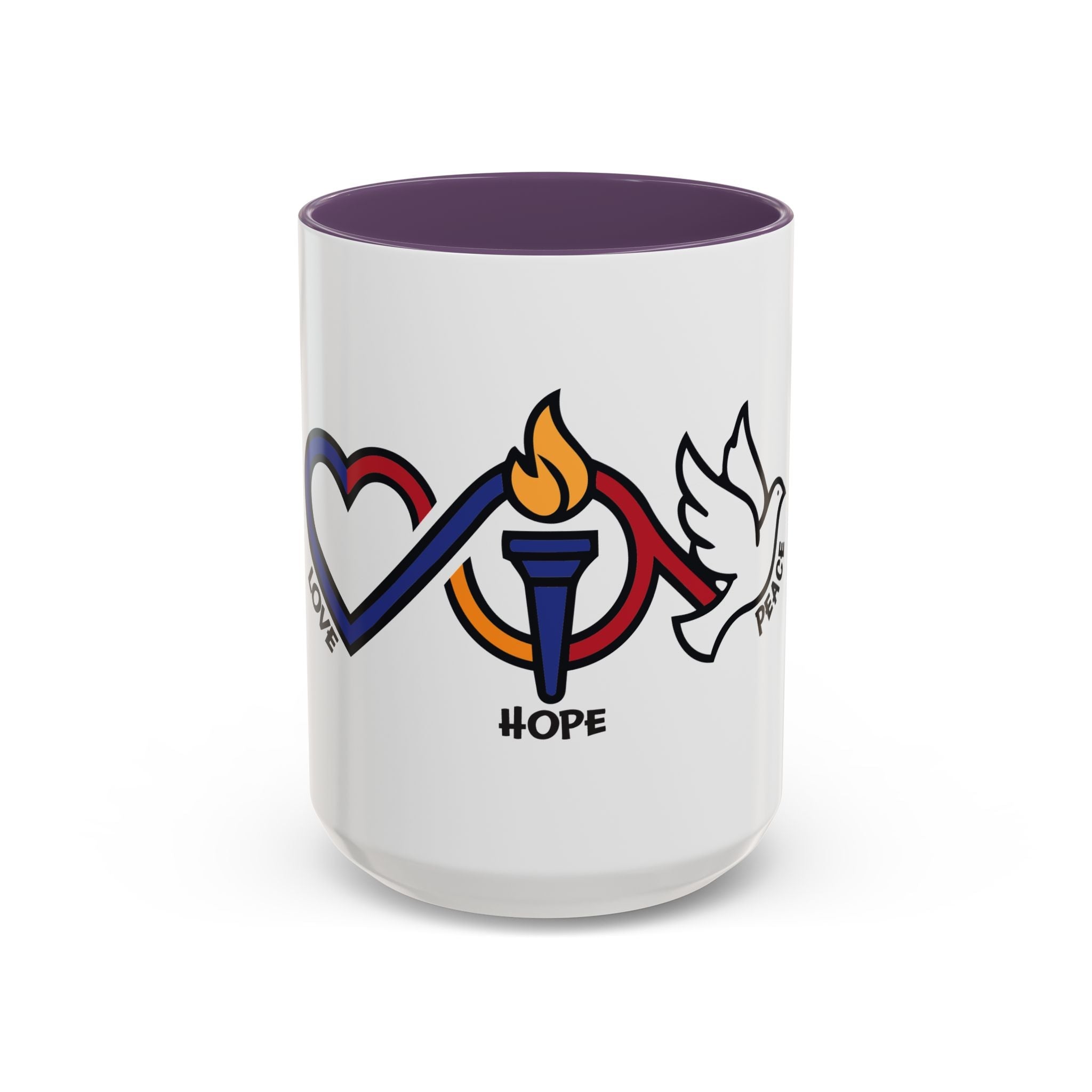 Love, Hope, & Peace Accent Coffee Mug – Inspirational 11/15oz Ceramic - Jana Recrafted