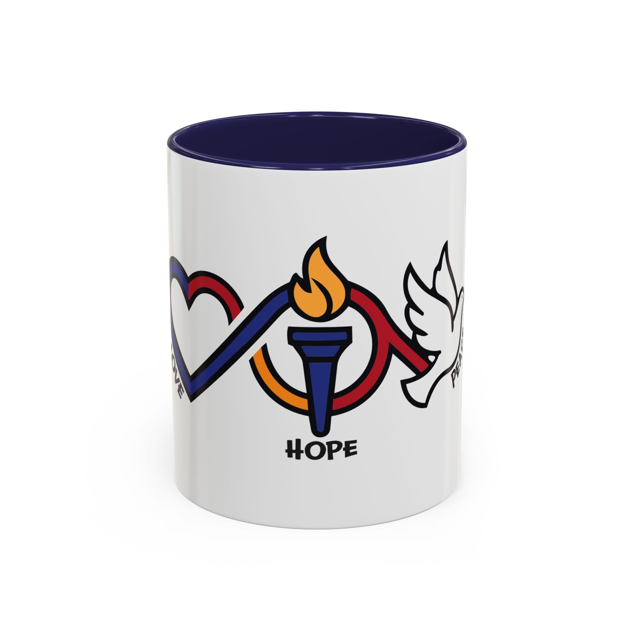 Love, Hope, & Peace Accent Coffee Mug – Inspirational 11/15oz Ceramic - Jana Recrafted