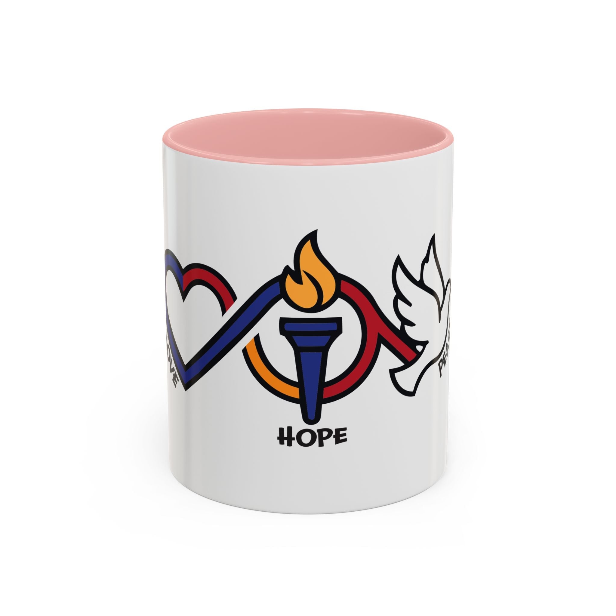 Love, Hope, & Peace Accent Coffee Mug – Inspirational 11/15oz Ceramic - Jana Recrafted