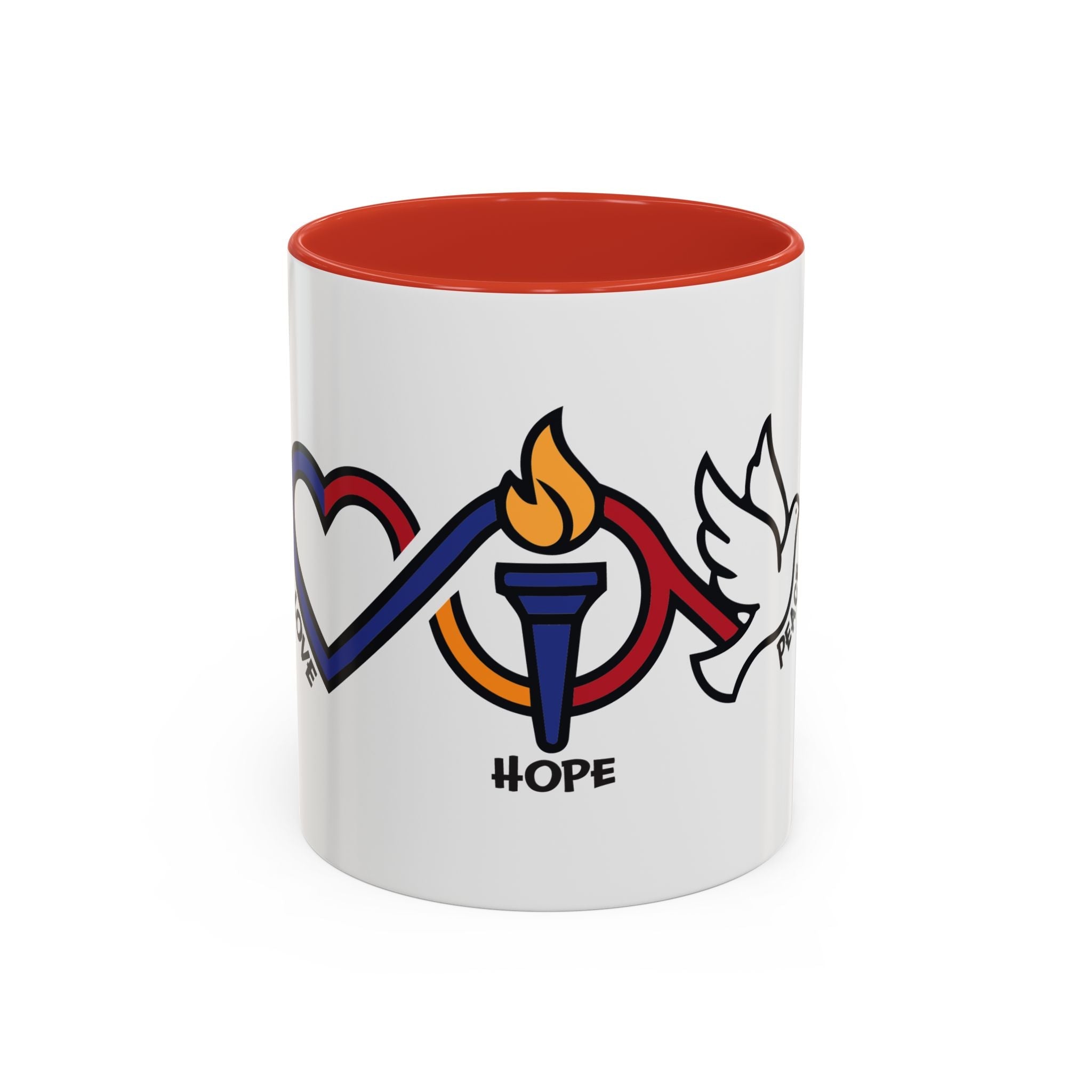 Love, Hope, & Peace Accent Coffee Mug – Inspirational 11/15oz Ceramic - Jana Recrafted