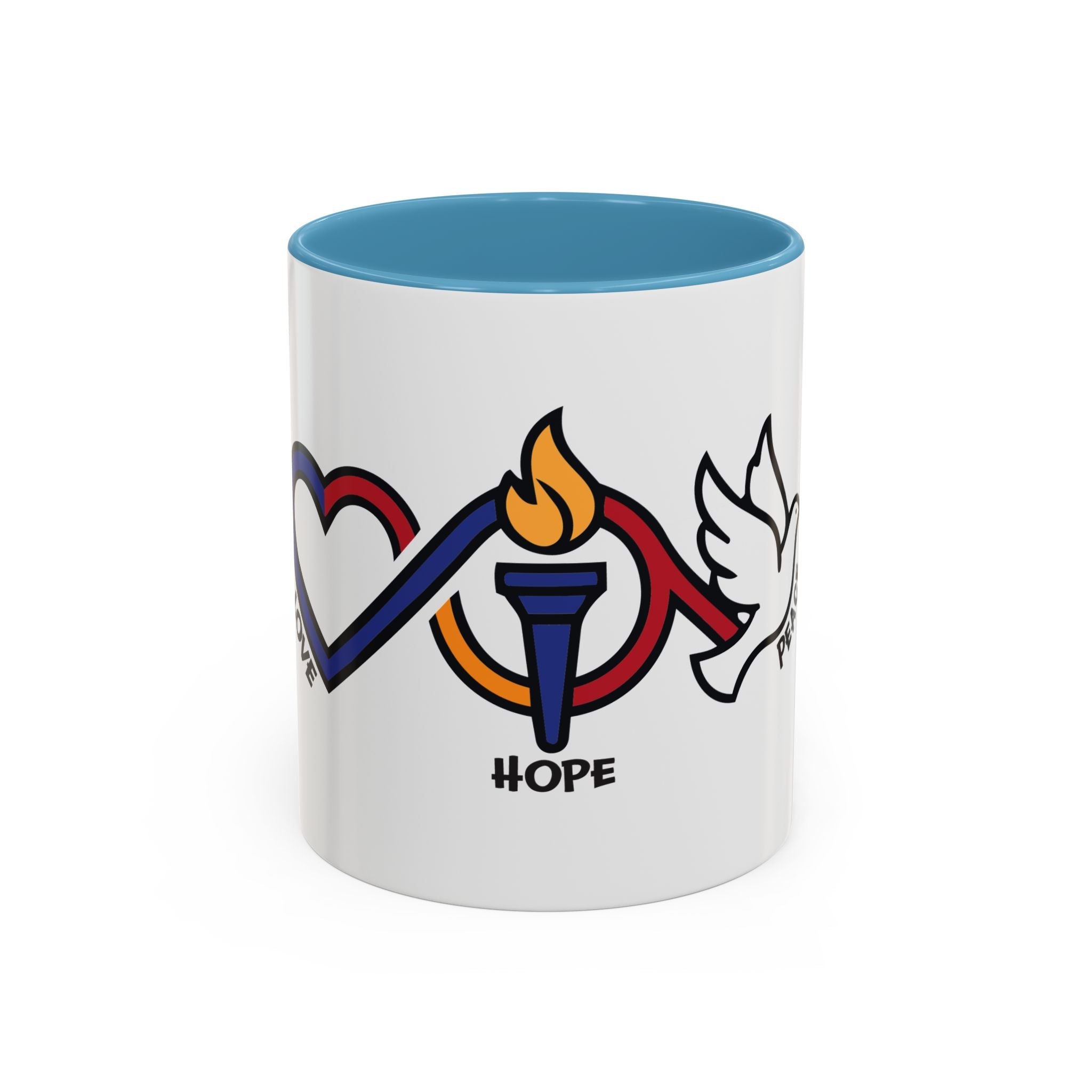 Love, Hope, & Peace Accent Coffee Mug – Inspirational 11/15oz Ceramic - Jana Recrafted