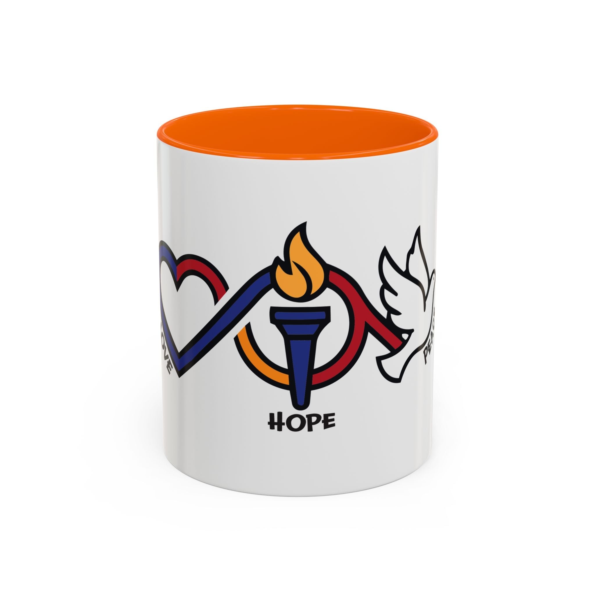Love, Hope, & Peace Accent Coffee Mug – Inspirational 11/15oz Ceramic - Jana Recrafted