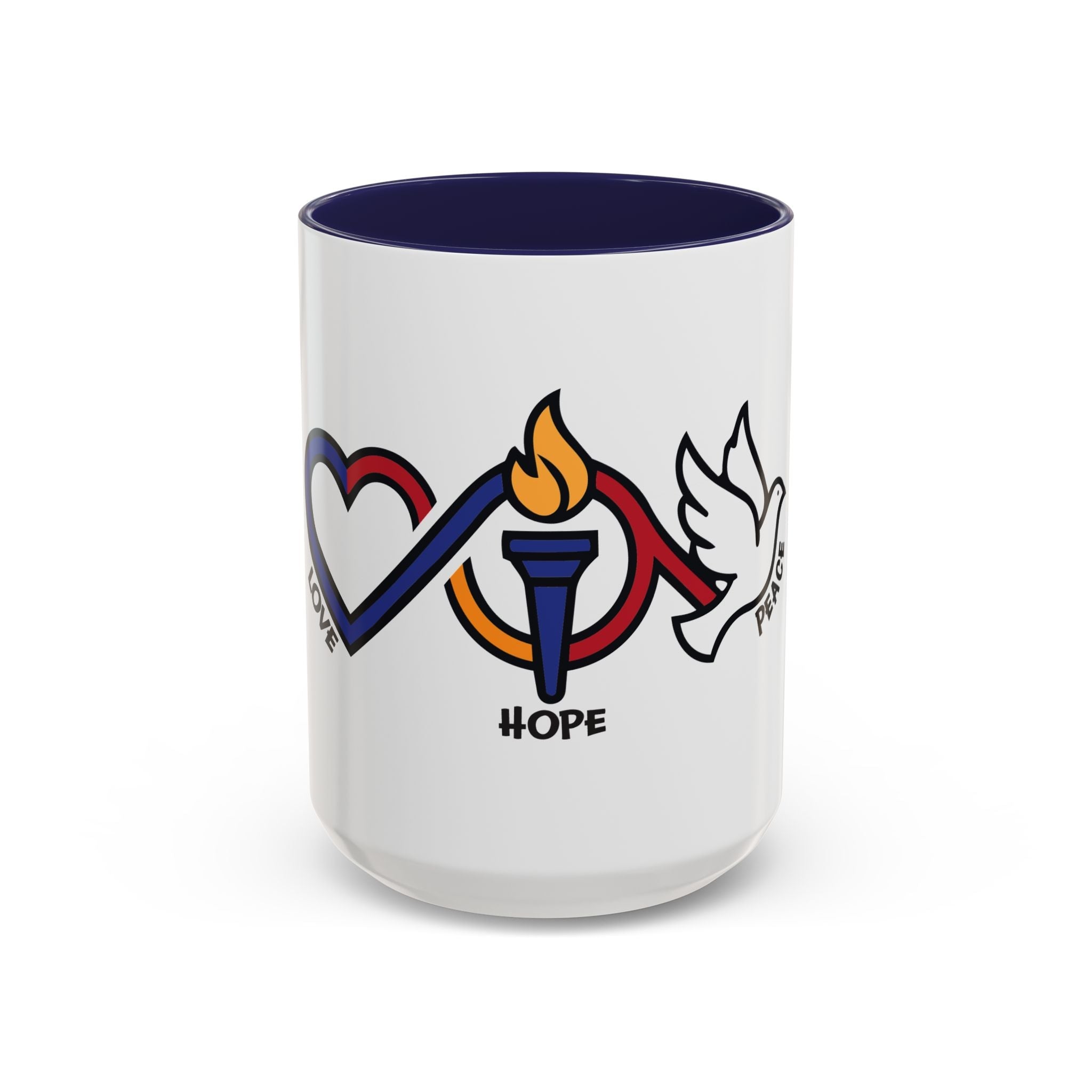 Love, Hope, & Peace Accent Coffee Mug – Inspirational 11/15oz Ceramic - Jana Recrafted