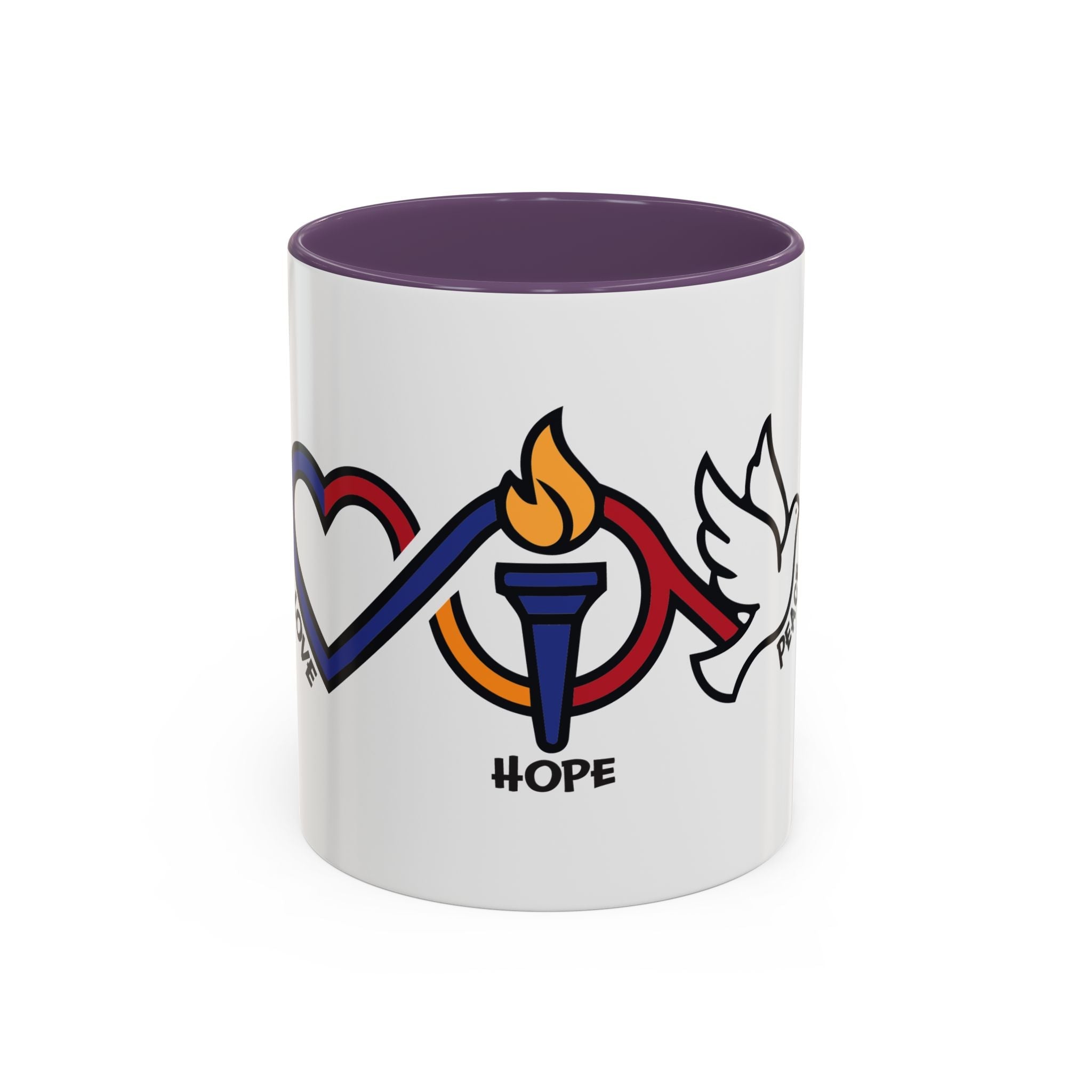Love, Hope, & Peace Accent Coffee Mug – Inspirational 11/15oz Ceramic - Jana Recrafted