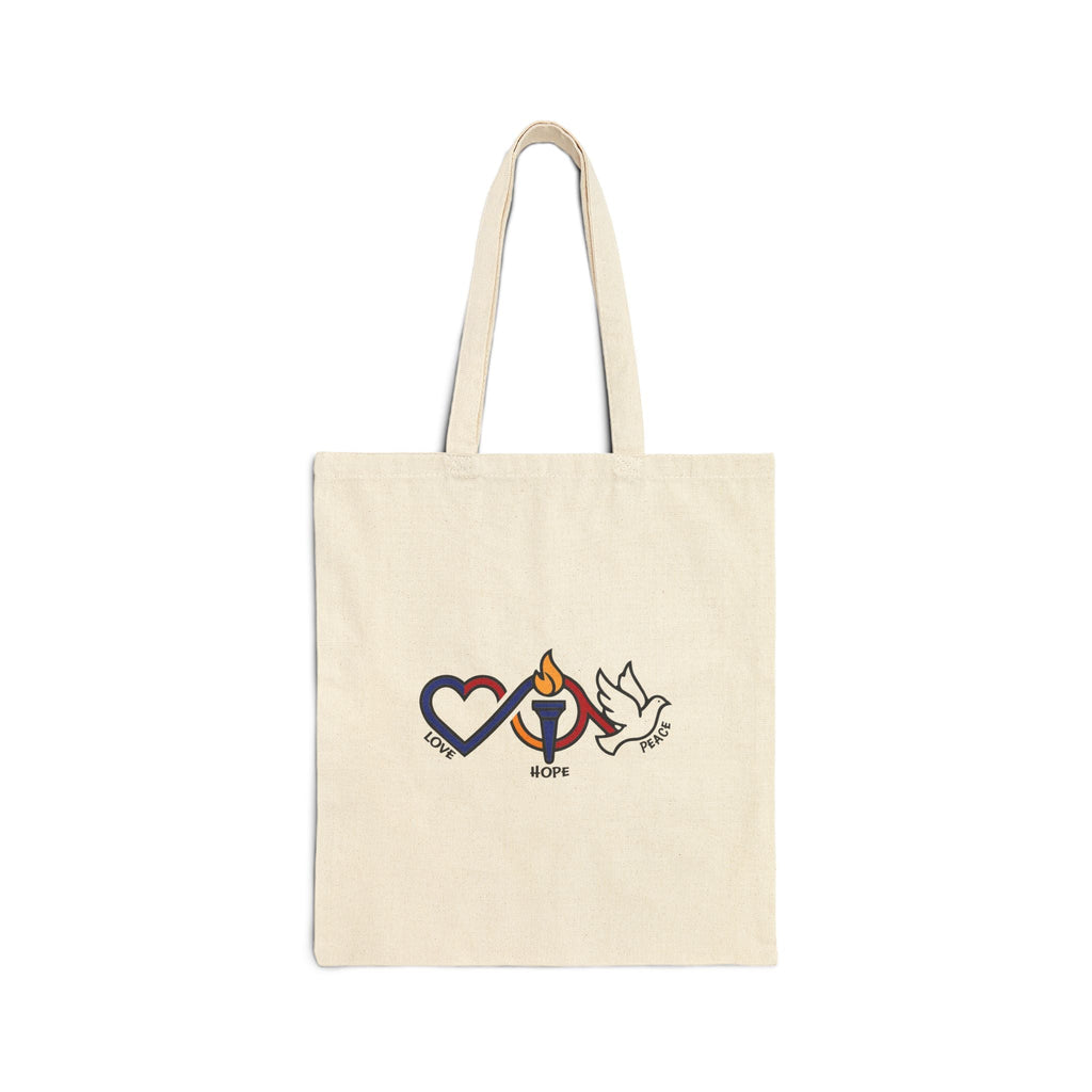 Love Hope Peace Canvas Tote — Cotton Reusable Grocery & Book Bag - Jana Recrafted
