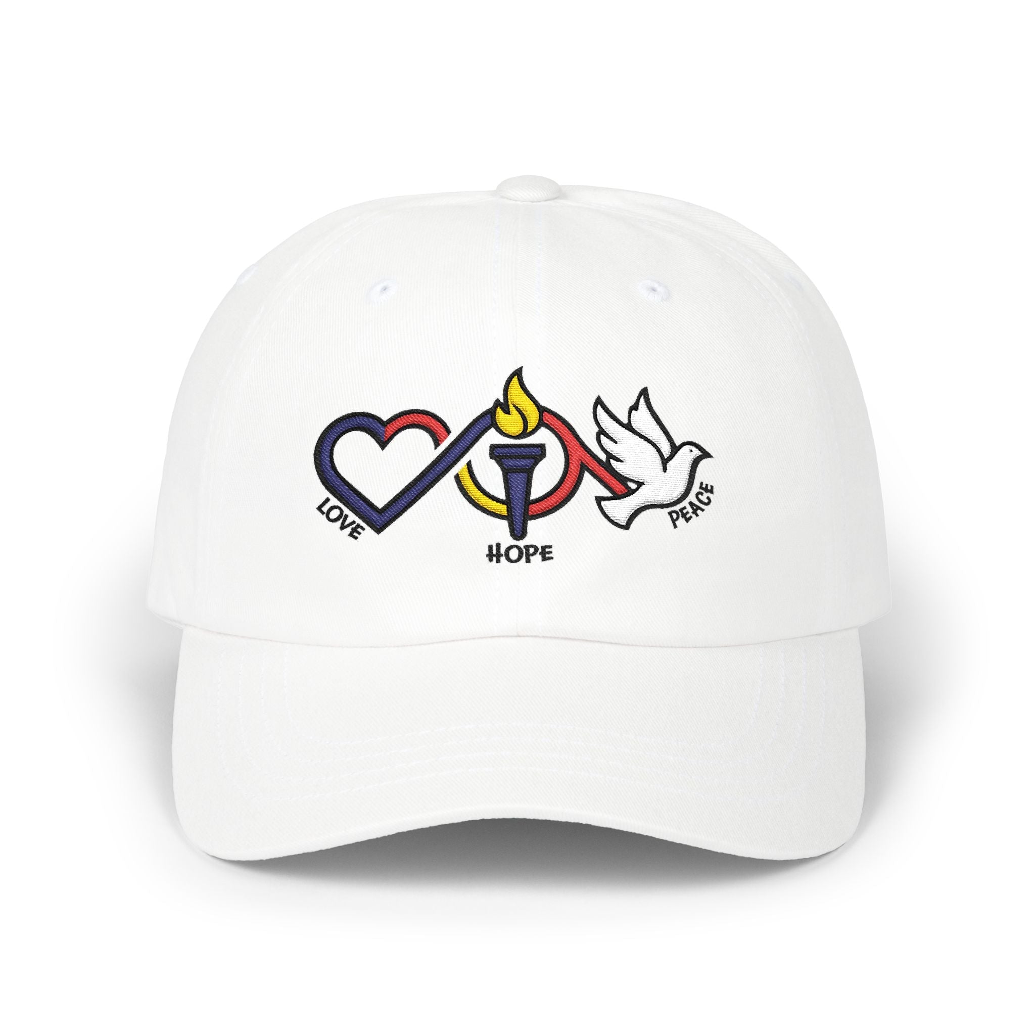 Love Hope Peace embroidered Cap | heart torch dove hat - Jana Recrafted
