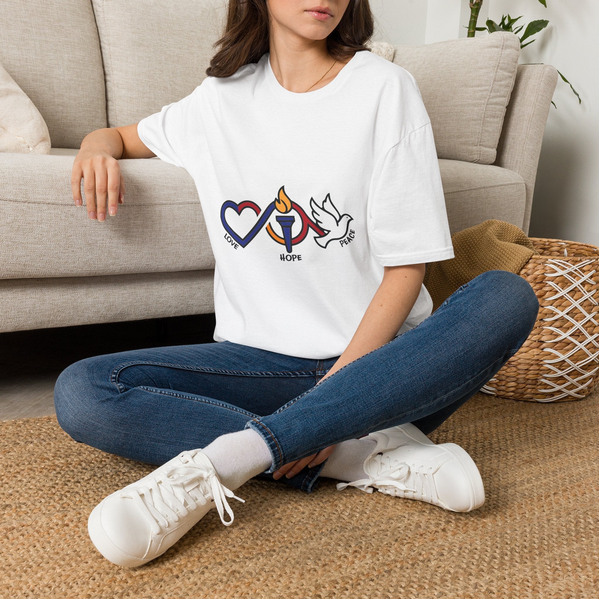 Love, Hope, Peace T-Shirt — Inspirational Tee - Jana Recrafted