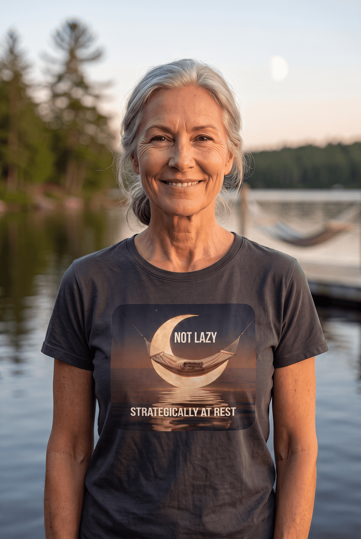 Not Lazy, Strategically At Rest — Moon Hammock Tee - Jana Recrafted