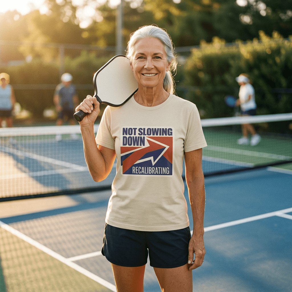 Not Slowing Down, Recalibrating T-Shirt | Retro Arrow Graphic Tee - Jana Recrafted