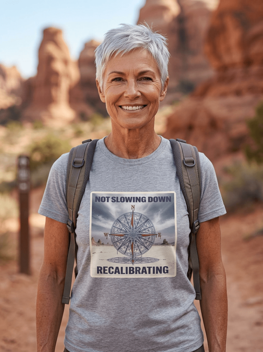 Not Slowing Down, Recalibrating T-Shirt | Vintage Compass Graphic Tee - Jana Recrafted