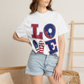 Patriotic "LOVE" T-Shirt — American Flag Donut & Flip - Flop Design - Jana Recrafted