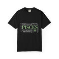 Pisces Zodiac Tee | T-shirt, Astrology Sign, Minimal Green Text - Jana Recrafted