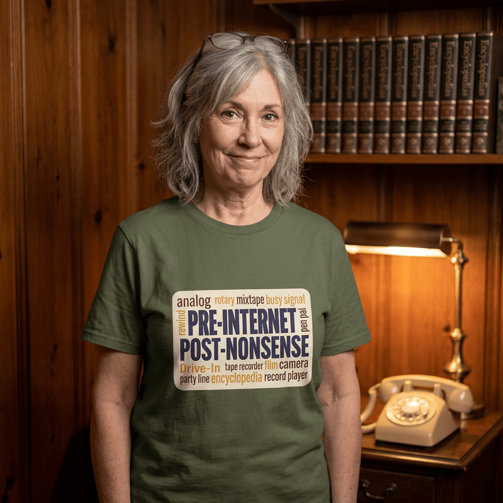 Pre-Internet Post-Nonsense — Retro Word Cloud Tee - Jana Recrafted
