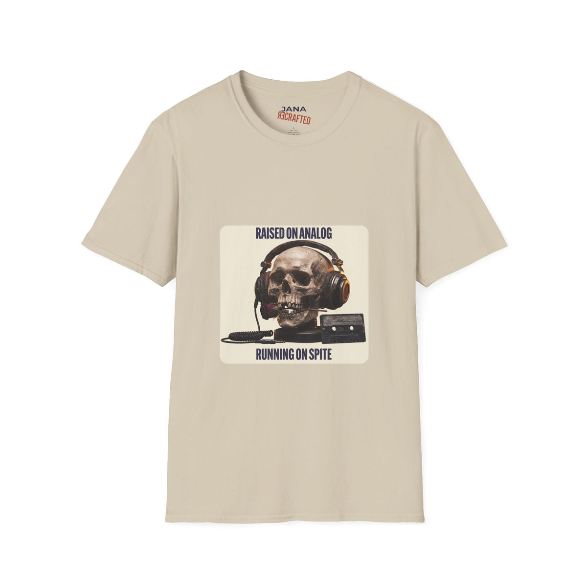 Raised on Analog T-Shirt — Skull Headphones Tee - Jana Recrafted