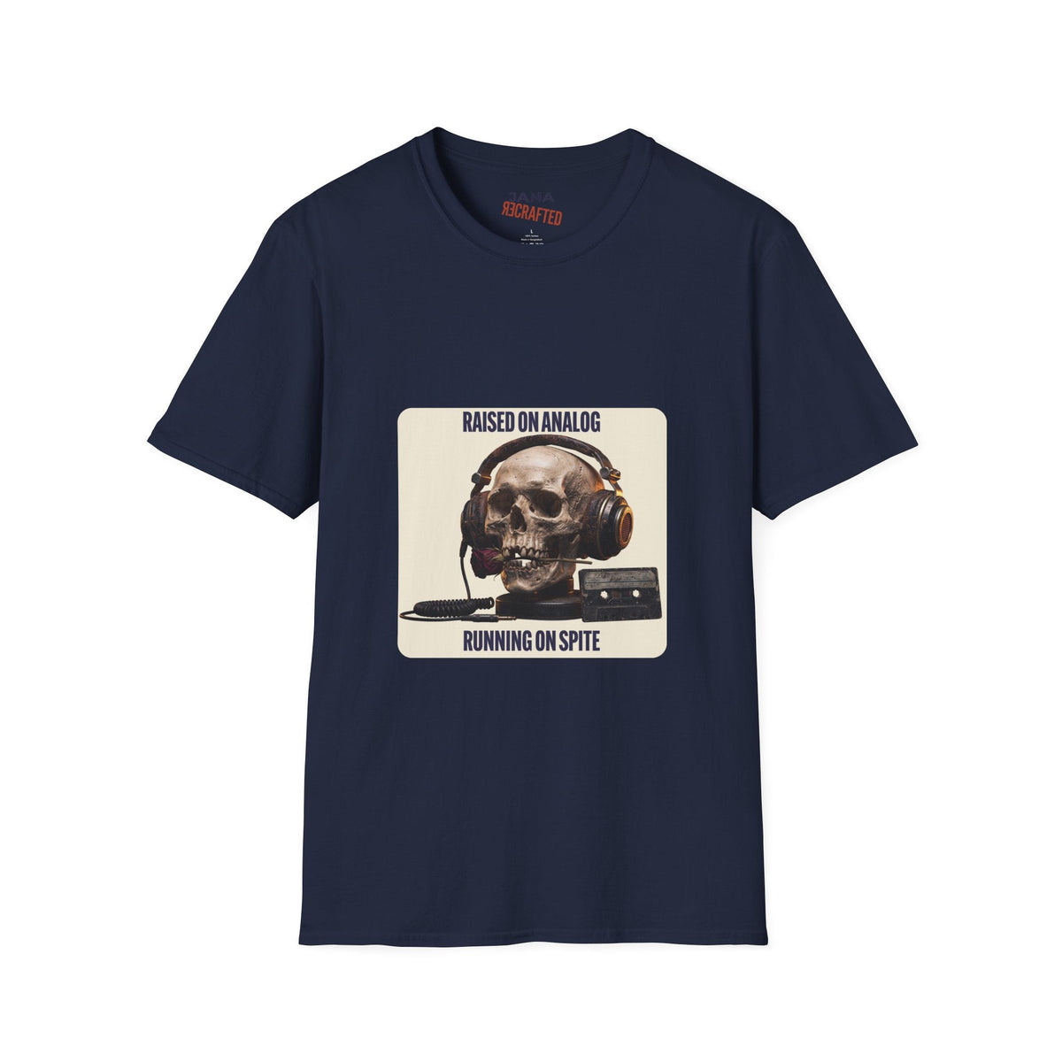 Raised on Analog T-Shirt — Skull Headphones Tee - Jana Recrafted