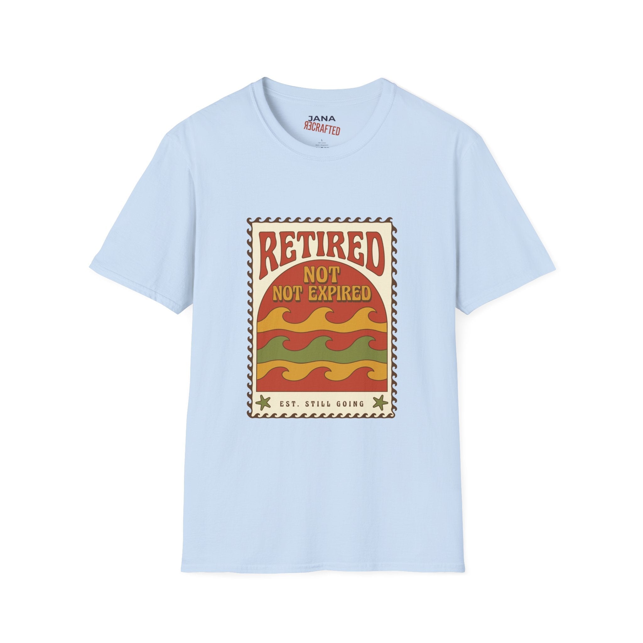 Retired Not Expired T-Shirt — Retro Sunset Retirement Tee - Jana Recrafted