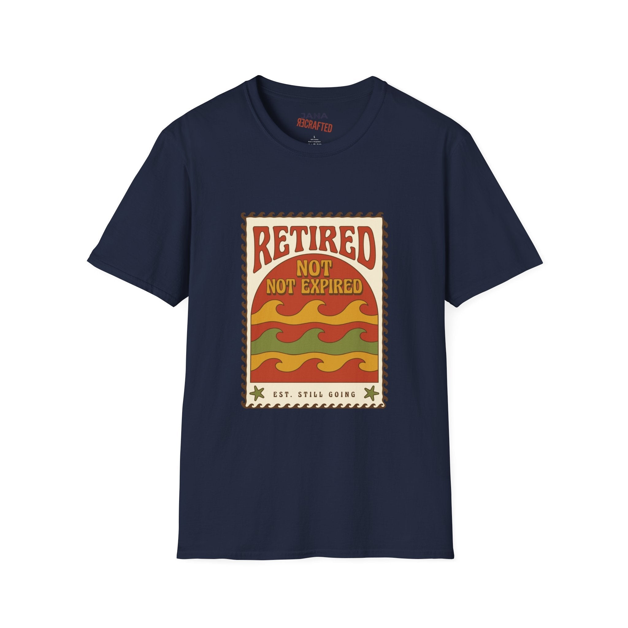 Retired Not Expired T-Shirt — Retro Sunset Retirement Tee - Jana Recrafted