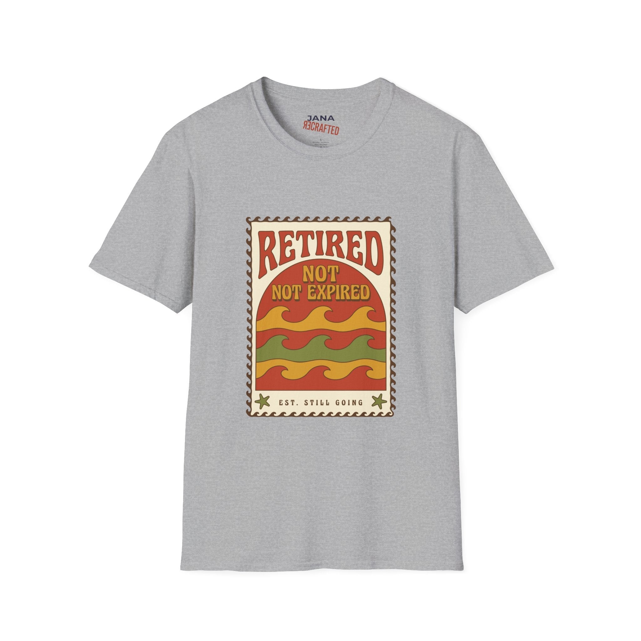 Retired Not Expired T-Shirt — Retro Sunset Retirement Tee - Jana Recrafted