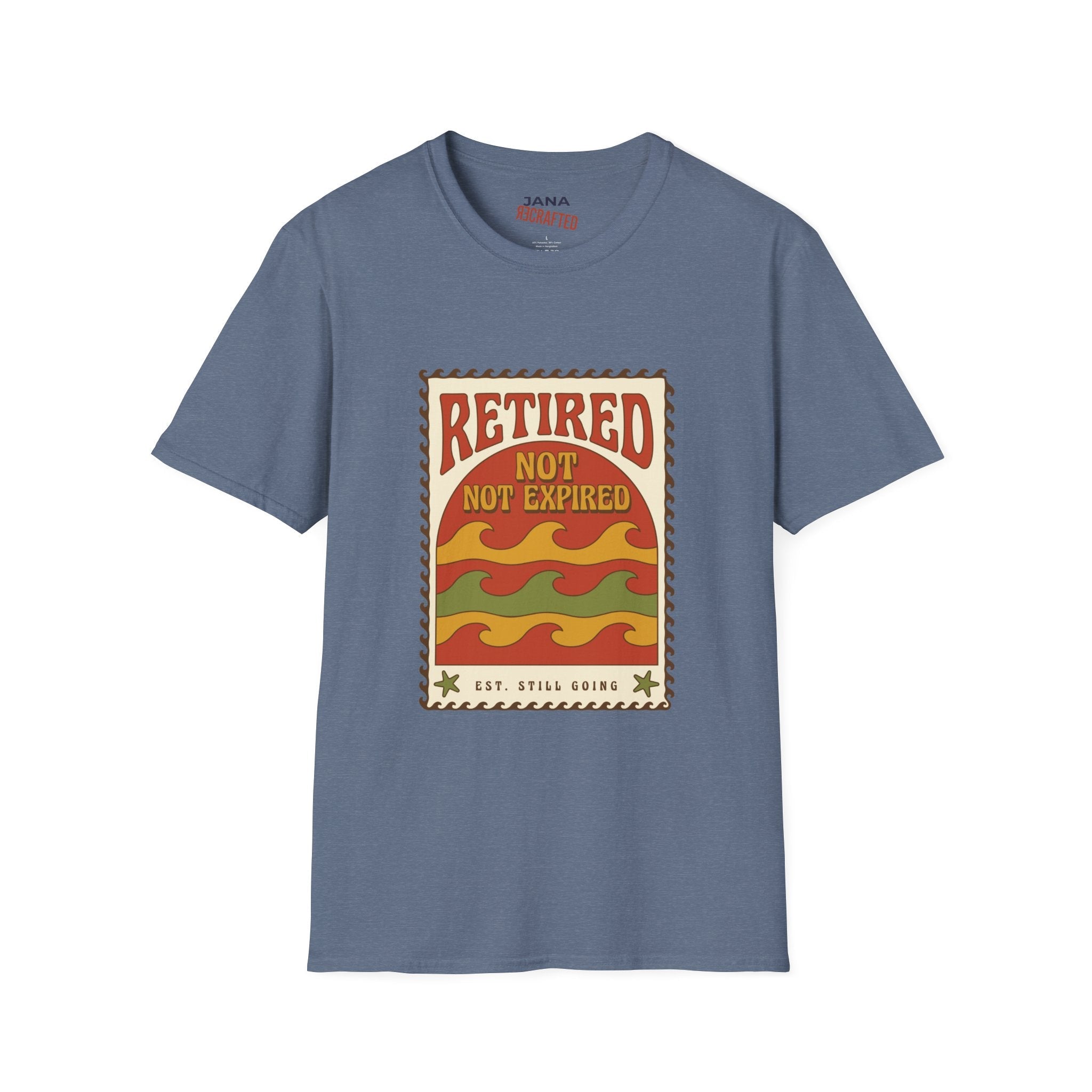 Retired Not Expired T-Shirt — Retro Sunset Retirement Tee - Jana Recrafted