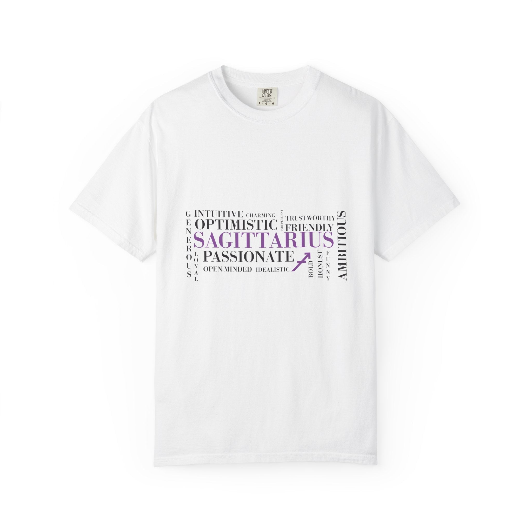 Sagittarius Zodiac Word Cloud T-shirt | Astrology Traits Tee - Jana Recrafted