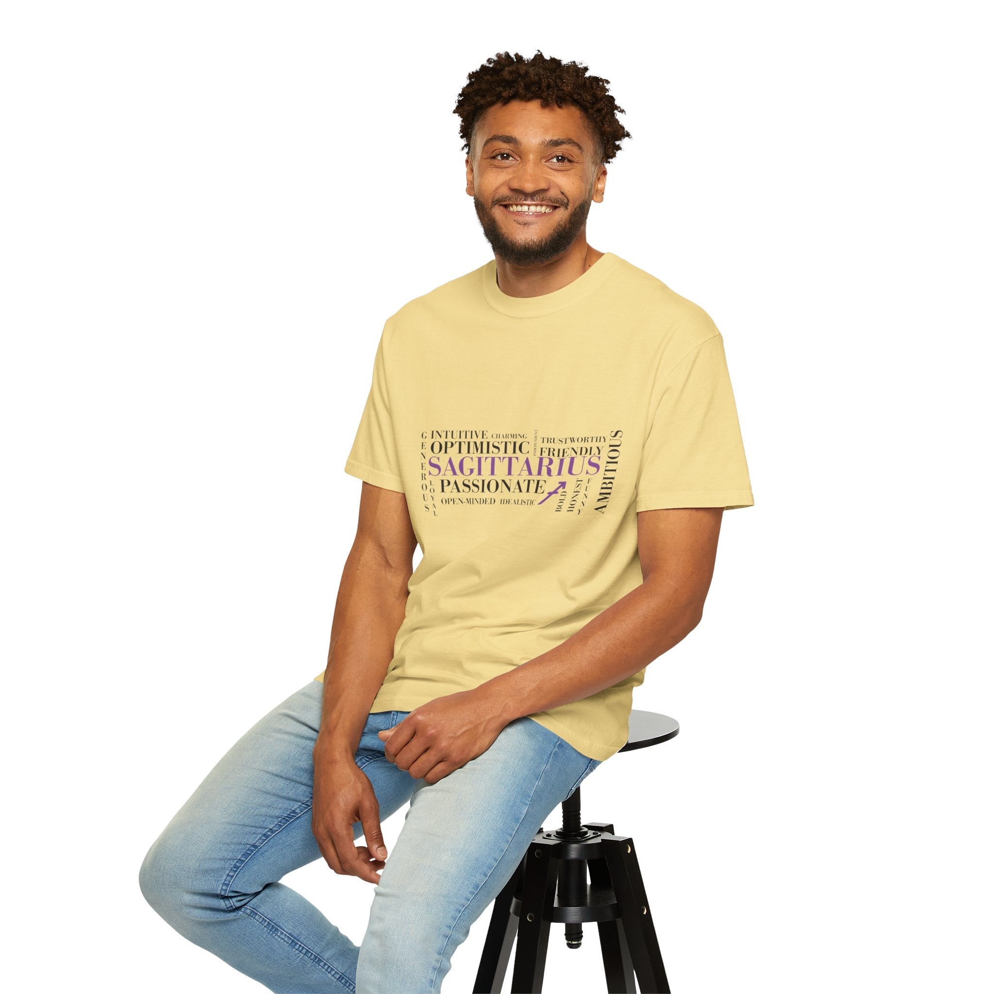 Sagittarius Zodiac Word Cloud T-shirt | Astrology Traits Tee - Jana Recrafted