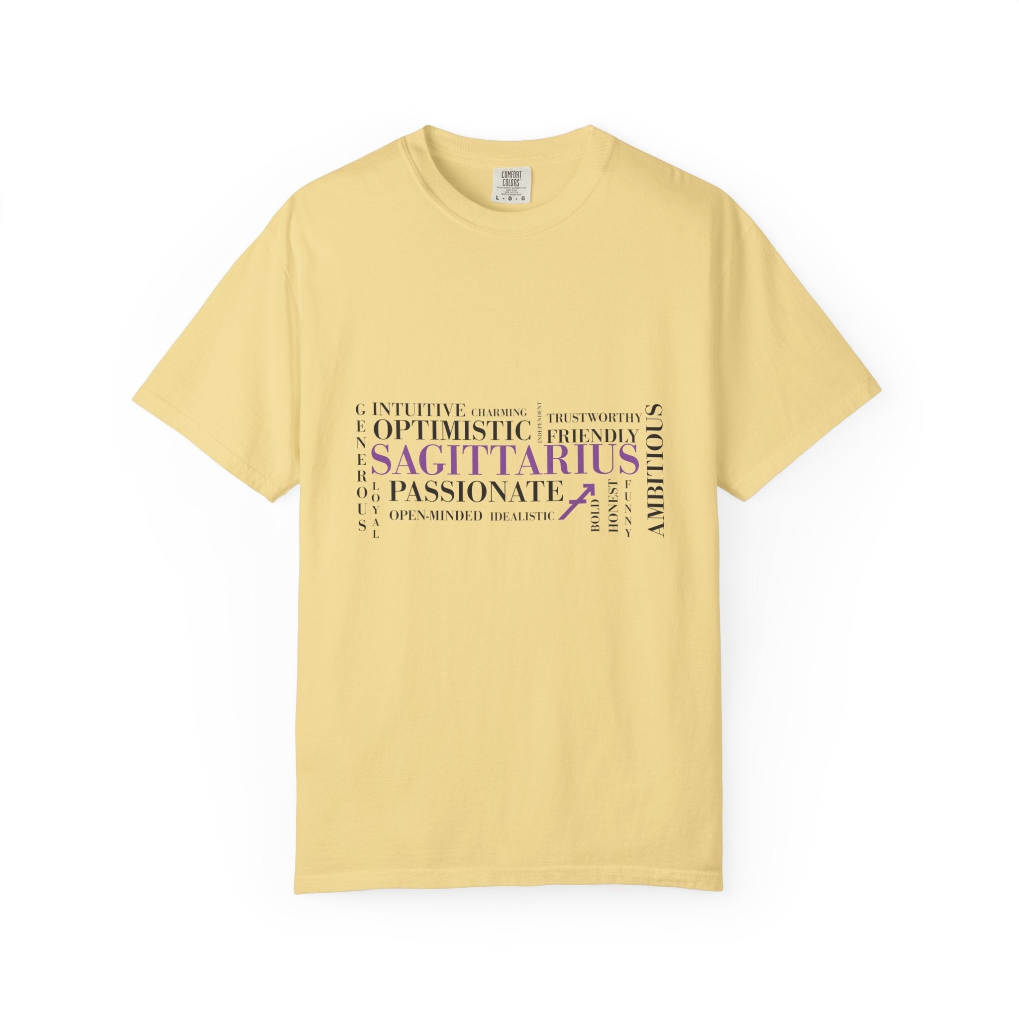 Sagittarius Zodiac Word Cloud T-shirt | Astrology Traits Tee - Jana Recrafted