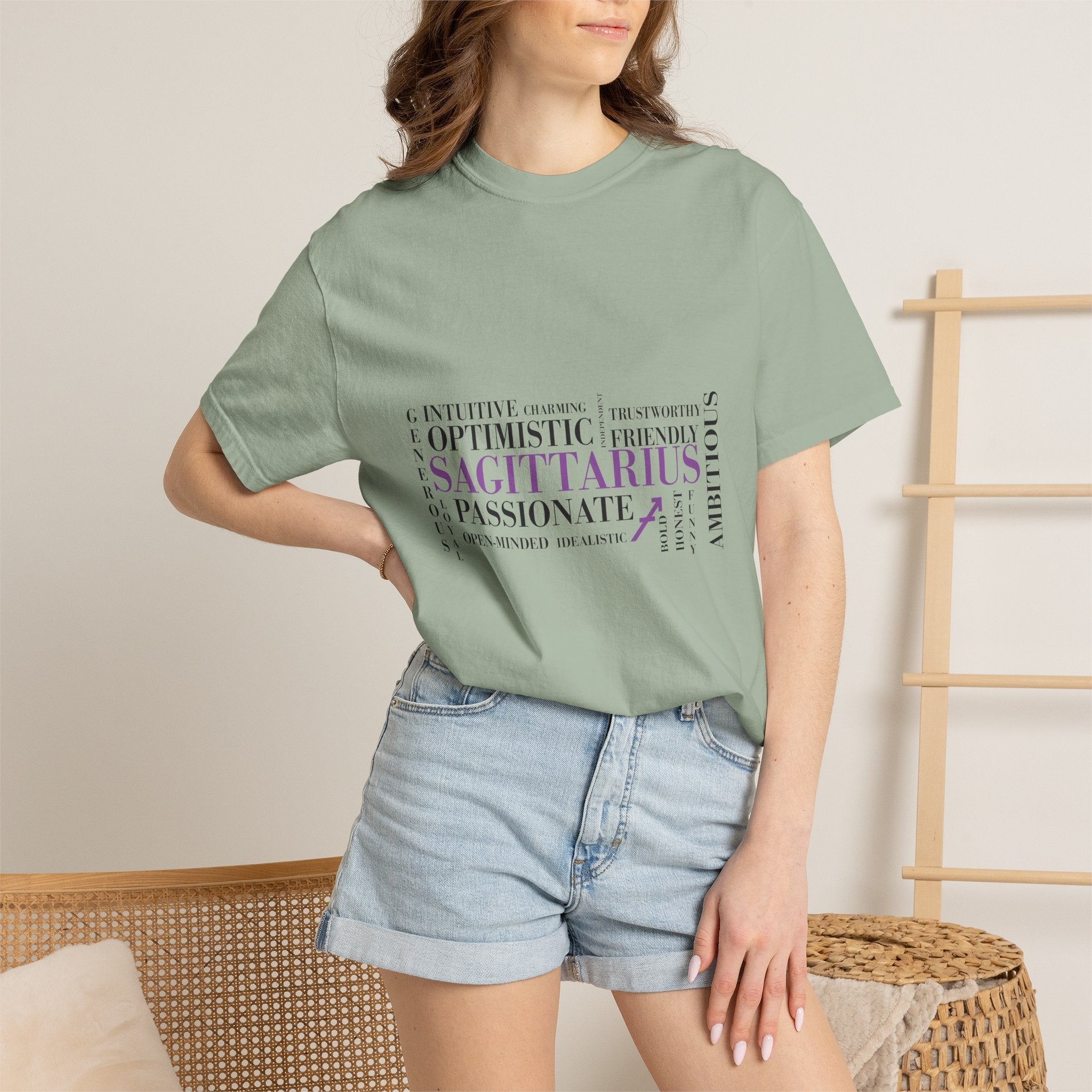 Sagittarius Zodiac Word Cloud T-shirt | Astrology Traits Tee - Jana Recrafted