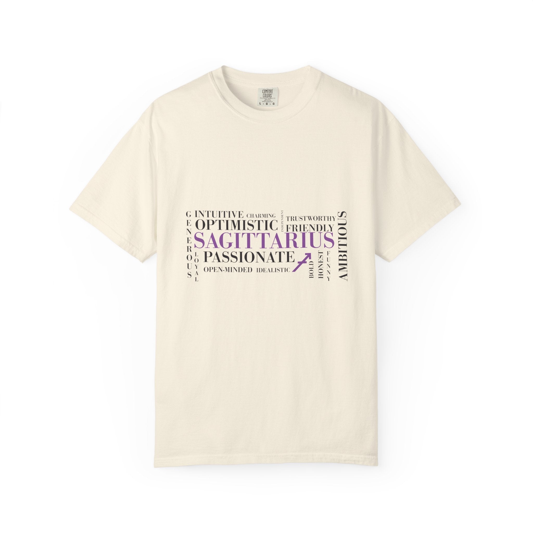 Sagittarius Zodiac Word Cloud T-shirt | Astrology Traits Tee - Jana Recrafted