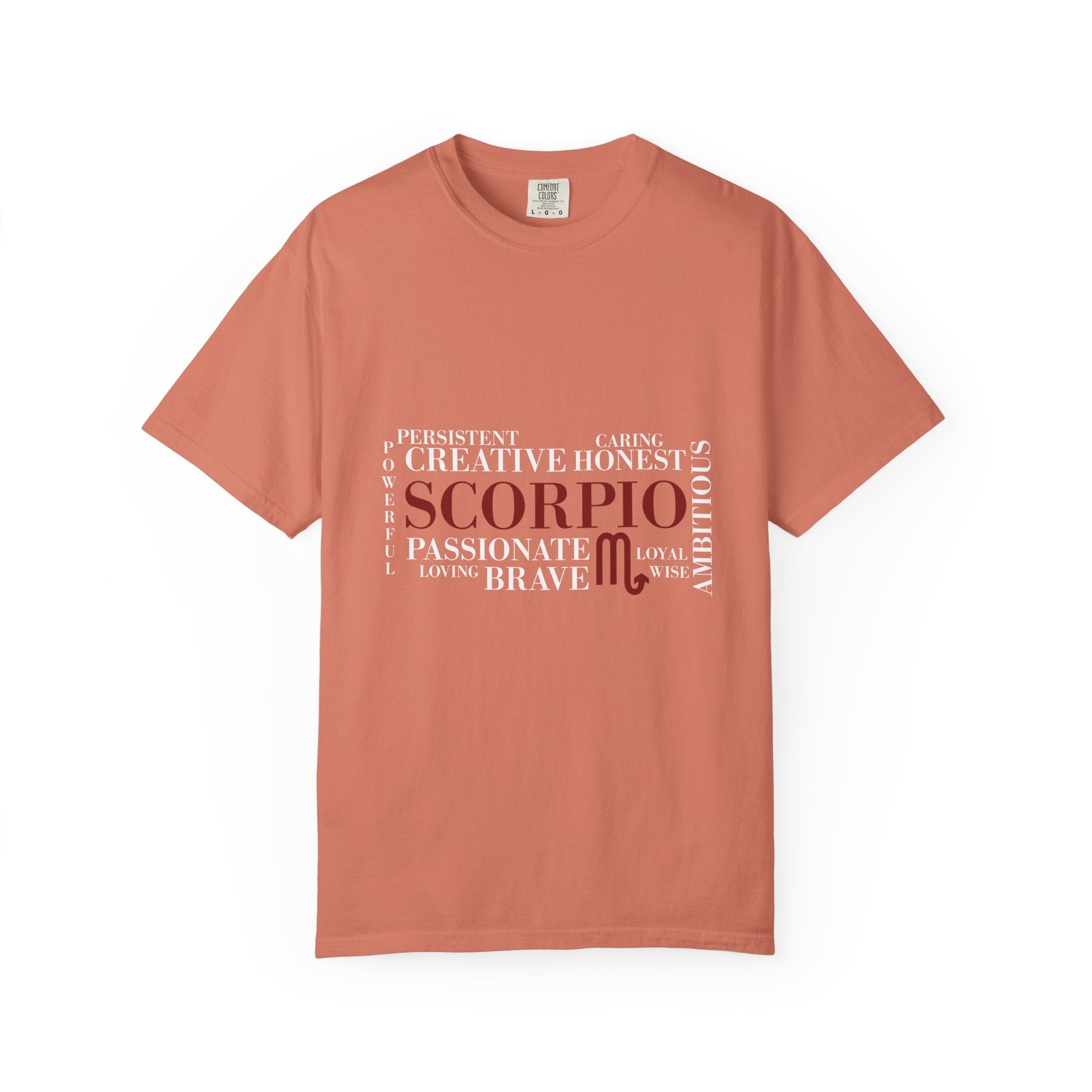 Scorpio Word Cloud T-shirt | Zodiac Sign Typography Tee - Jana Recrafted