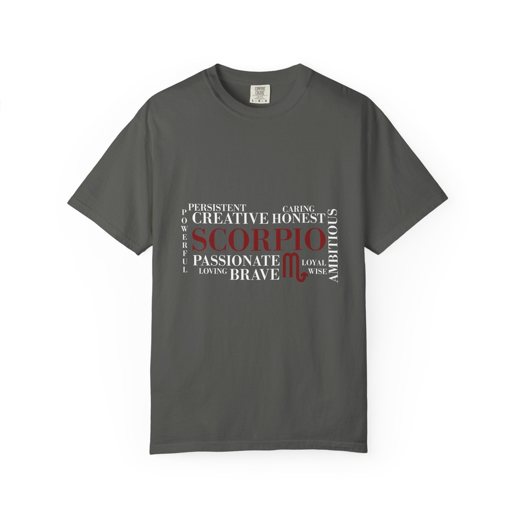 Scorpio Word Cloud T-shirt | Zodiac Sign Typography Tee - Jana Recrafted