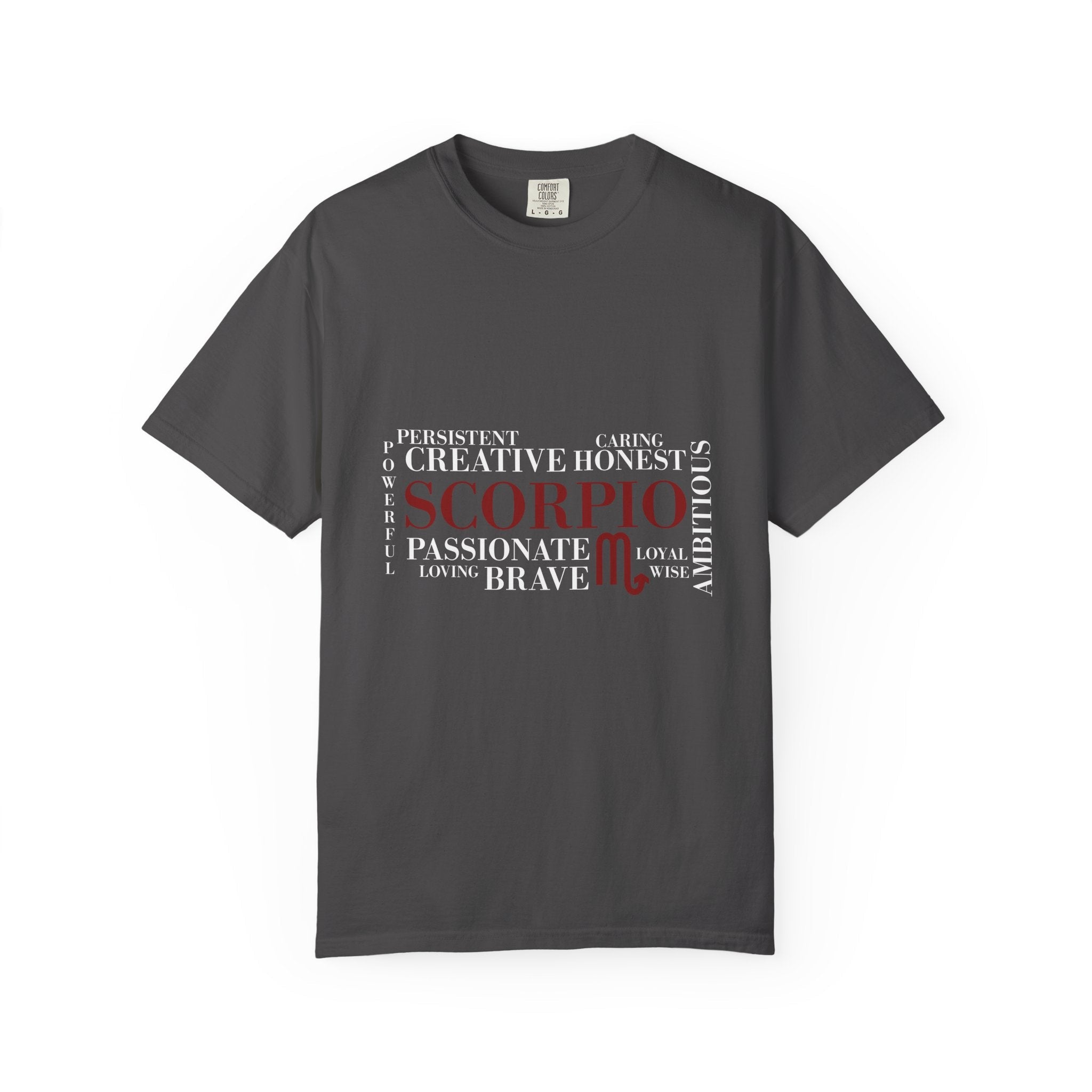 Scorpio Word Cloud T-shirt | Zodiac Sign Typography Tee - Jana Recrafted