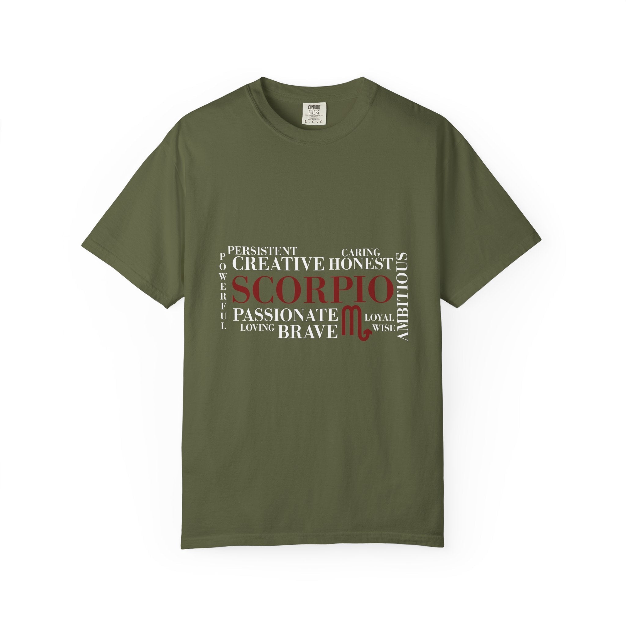 Scorpio Word Cloud T-shirt | Zodiac Sign Typography Tee - Jana Recrafted