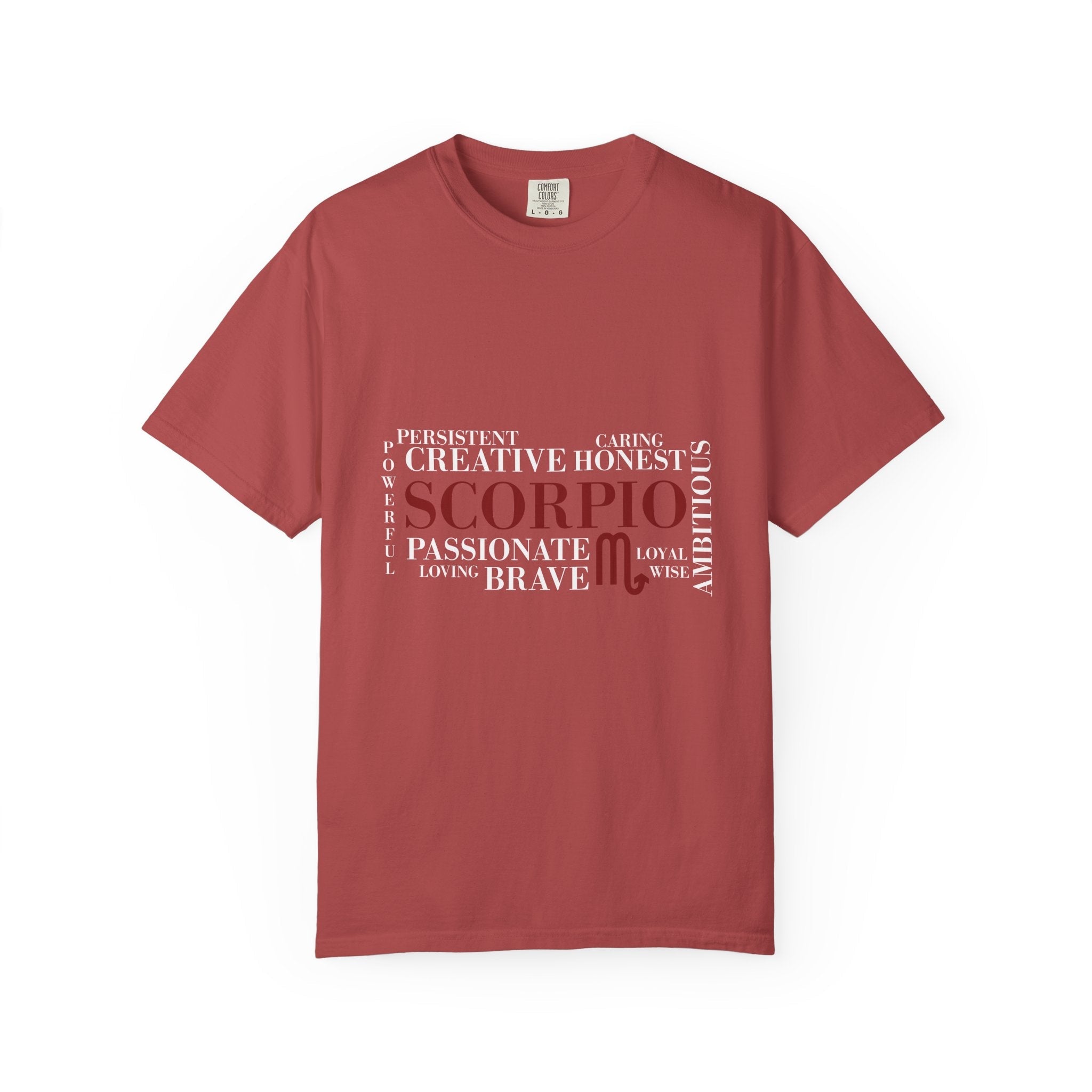 Scorpio Word Cloud T-shirt | Zodiac Sign Typography Tee - Jana Recrafted