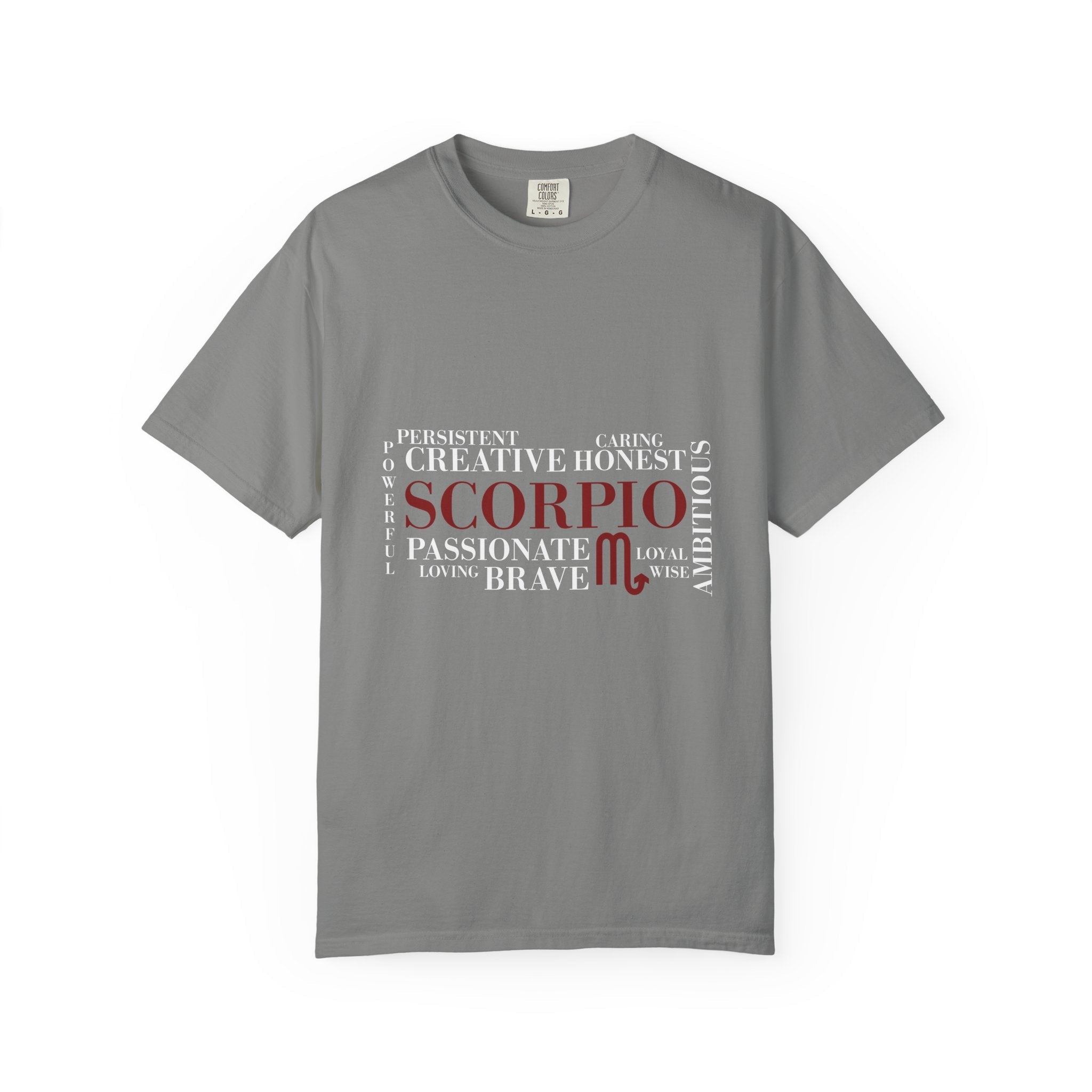 Scorpio Word Cloud T-shirt | Zodiac Sign Typography Tee - Jana Recrafted