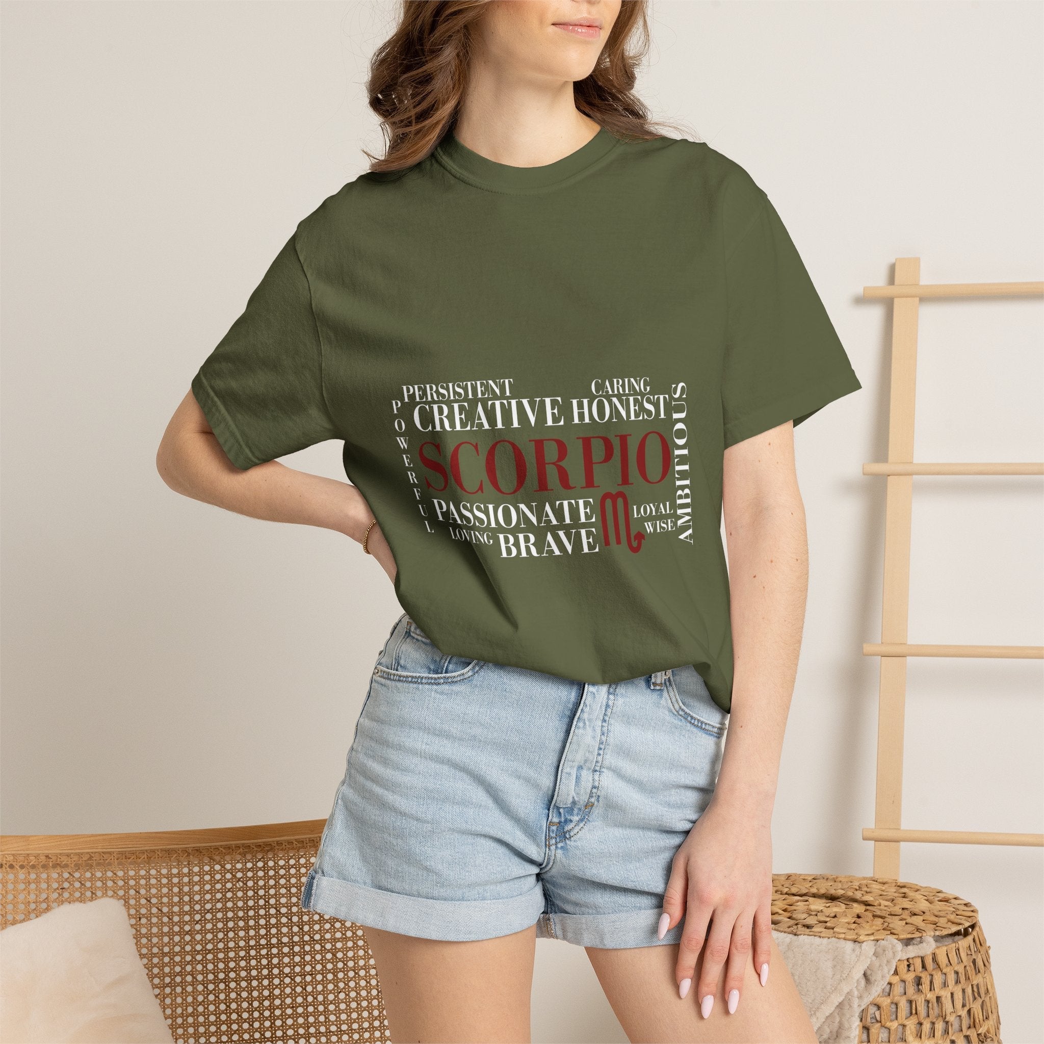 Scorpio Word Cloud T-shirt | Zodiac Sign Typography Tee - Jana Recrafted