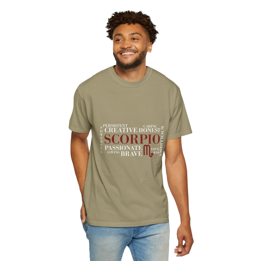 Scorpio Word Cloud T-shirt | Zodiac Sign Typography Tee - Jana Recrafted
