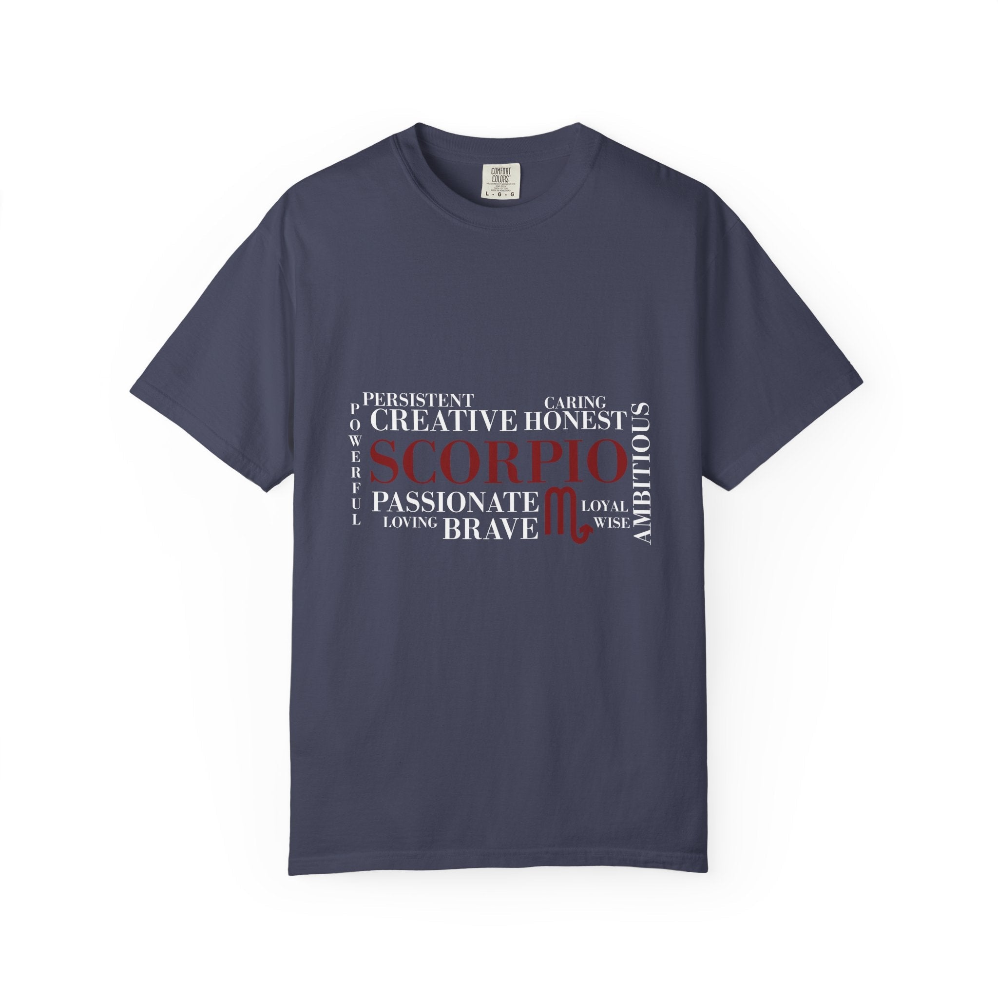 Scorpio Word Cloud T-shirt | Zodiac Sign Typography Tee - Jana Recrafted