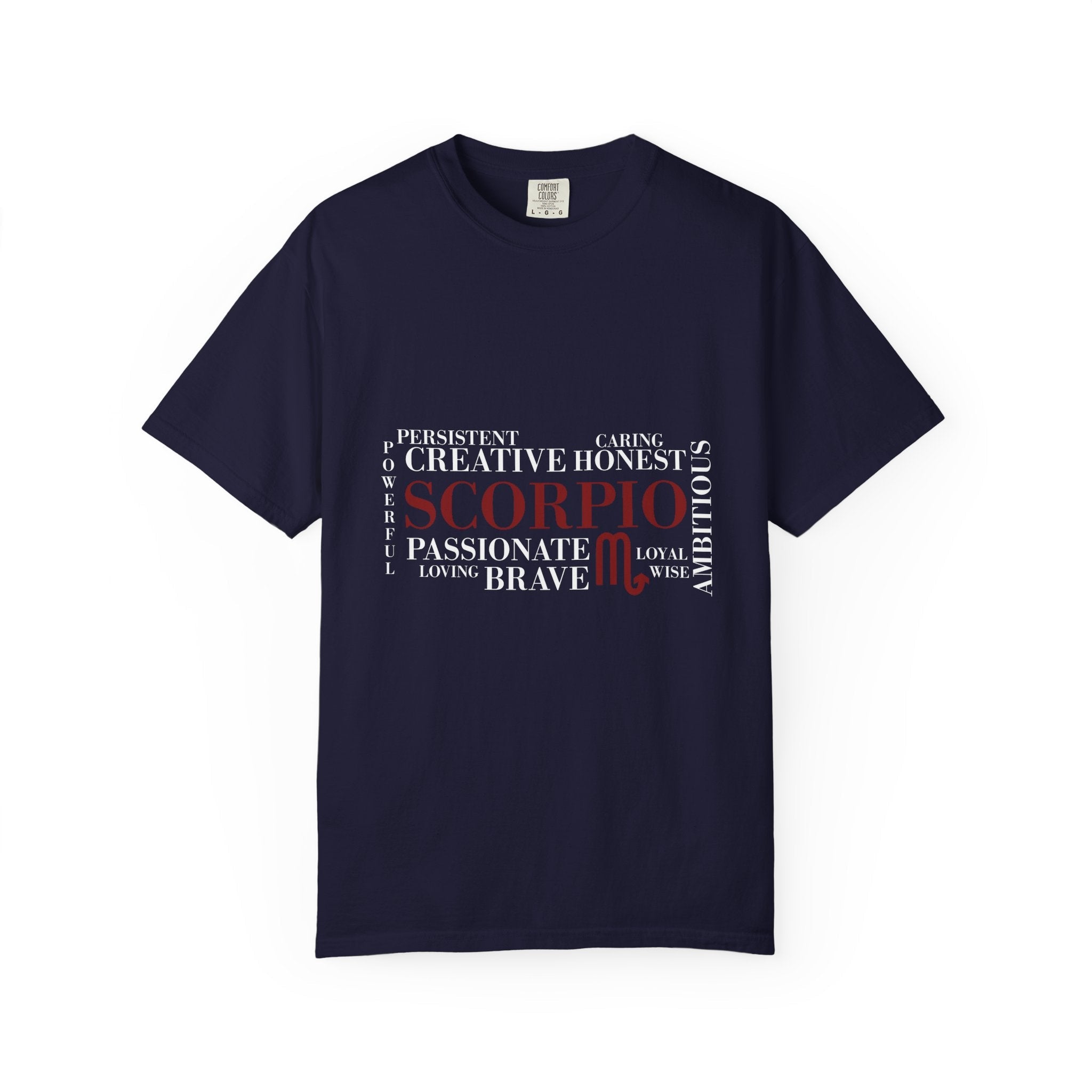 Scorpio Word Cloud T-shirt | Zodiac Sign Typography Tee - Jana Recrafted