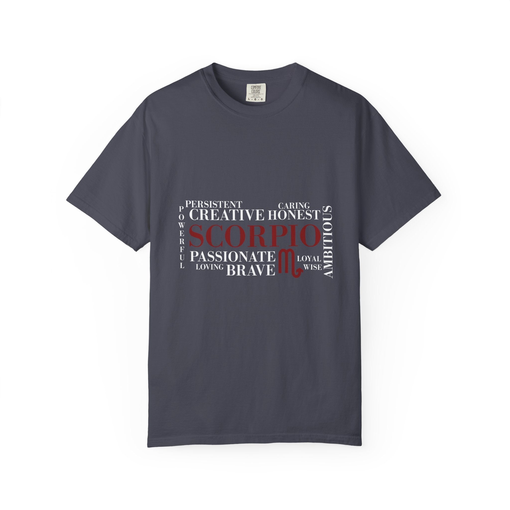 Scorpio Word Cloud T-shirt | Zodiac Sign Typography Tee - Jana Recrafted