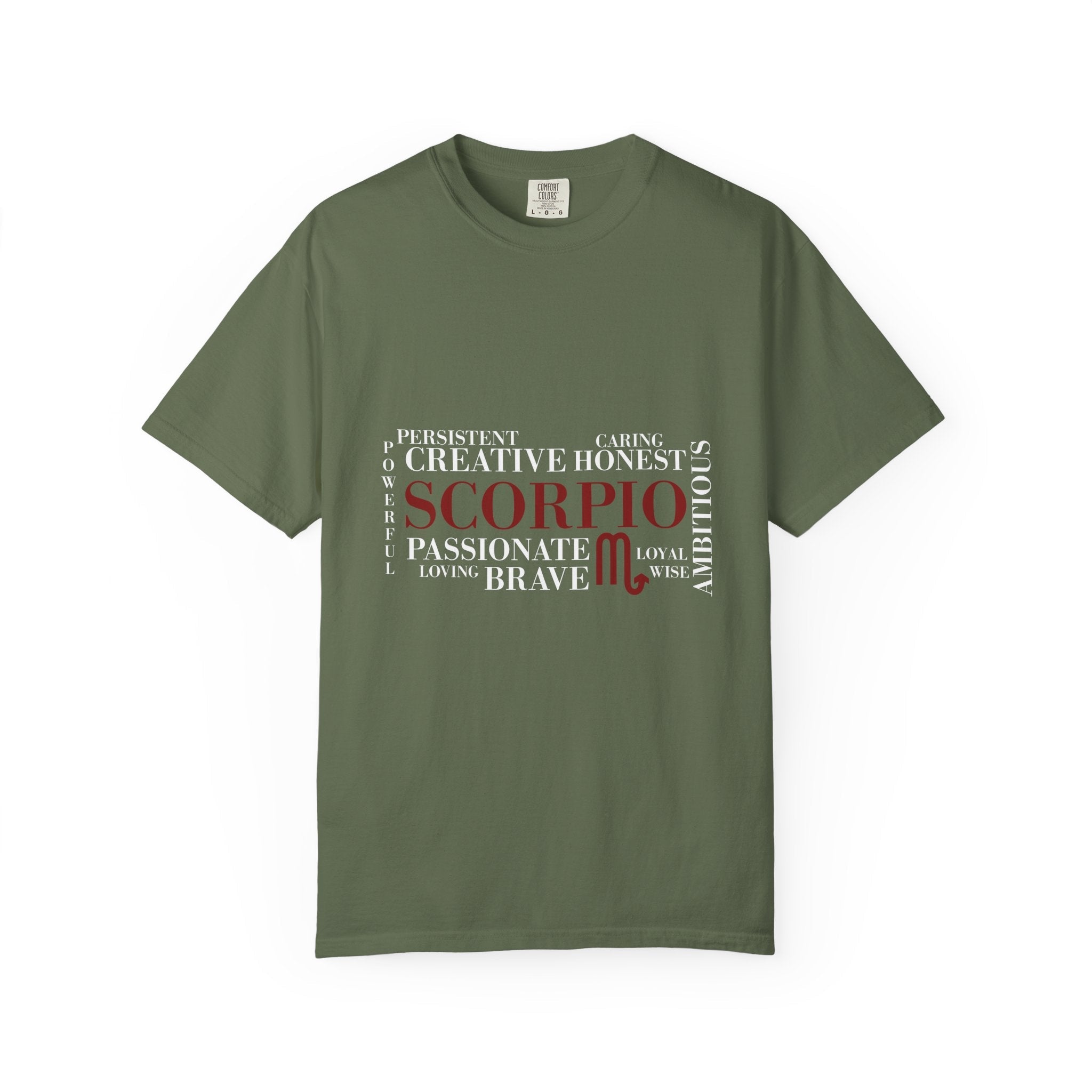 Scorpio Word Cloud T-shirt | Zodiac Sign Typography Tee - Jana Recrafted