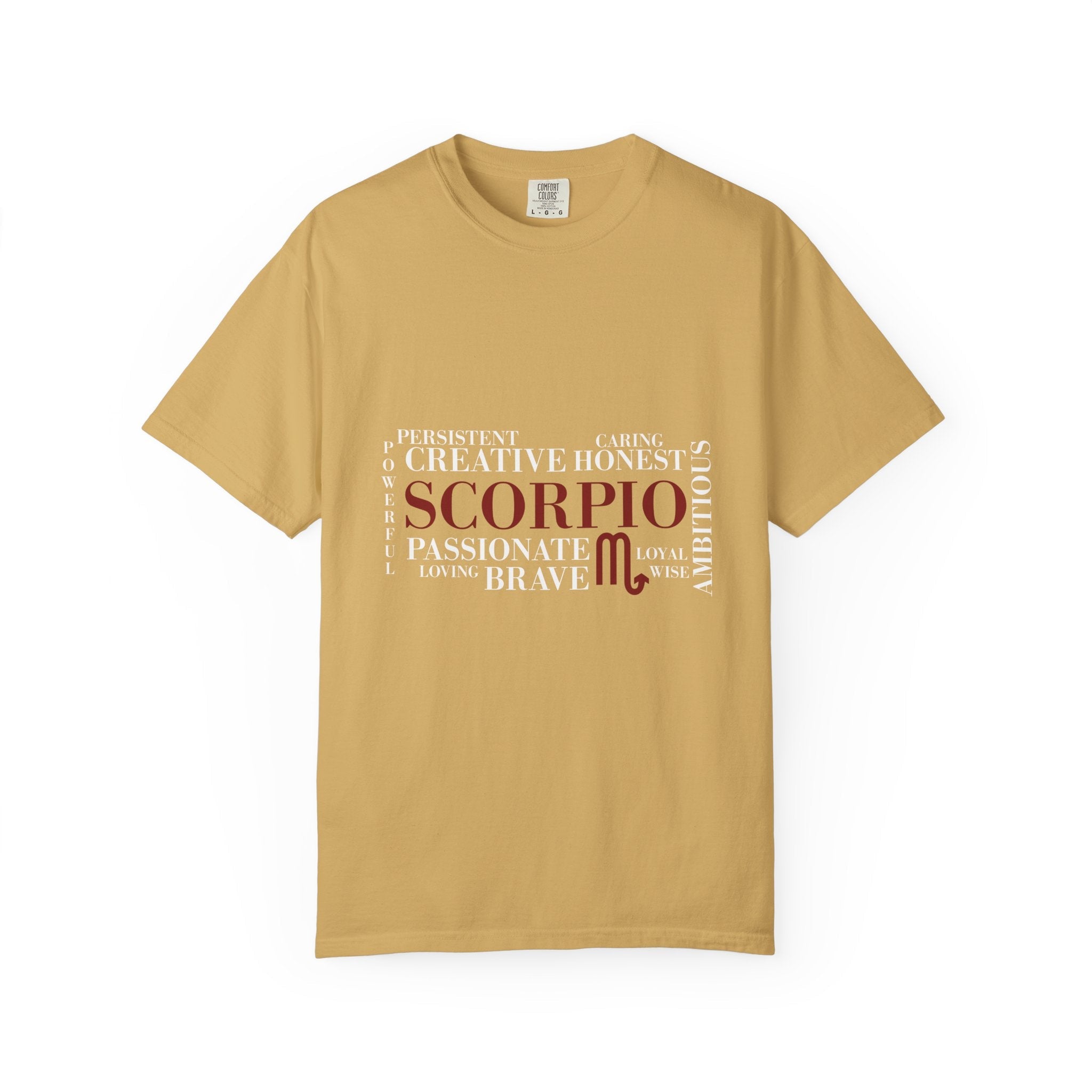 Scorpio Word Cloud T-shirt | Zodiac Sign Typography Tee - Jana Recrafted