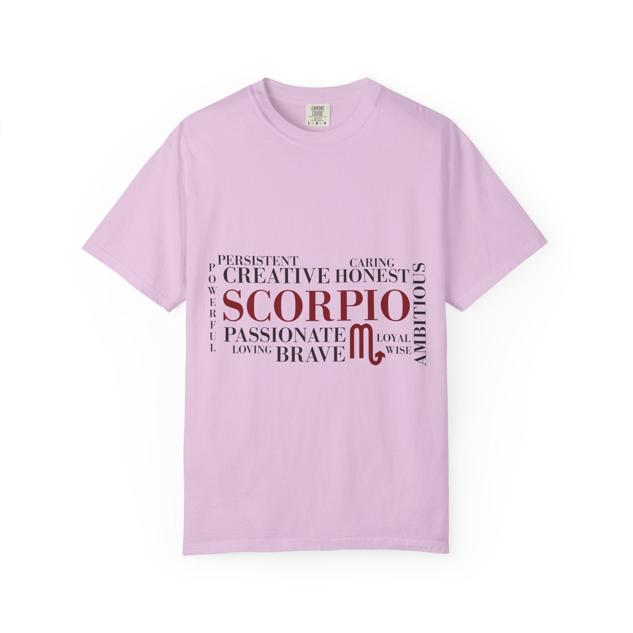 Scorpio Zodiac Word Cloud T-Shirt — Astrology Graphic Tee (Passionate • Brave) - Jana Recrafted