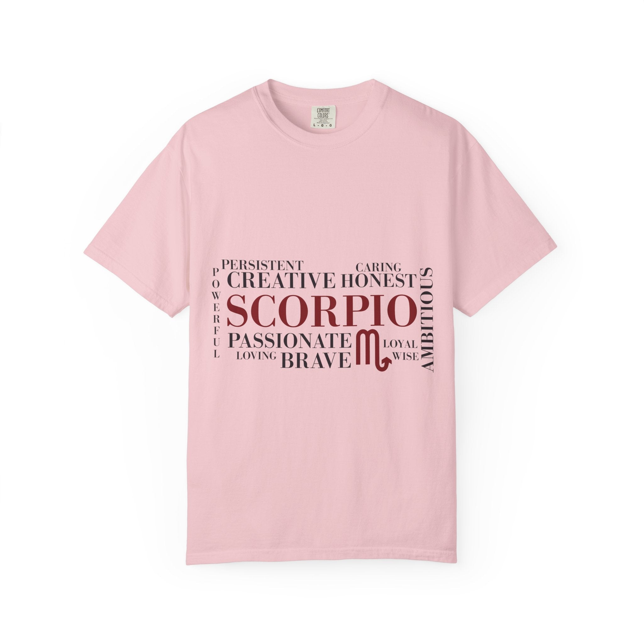 Scorpio Zodiac Word Cloud T-Shirt — Astrology Graphic Tee (Passionate • Brave) - Jana Recrafted