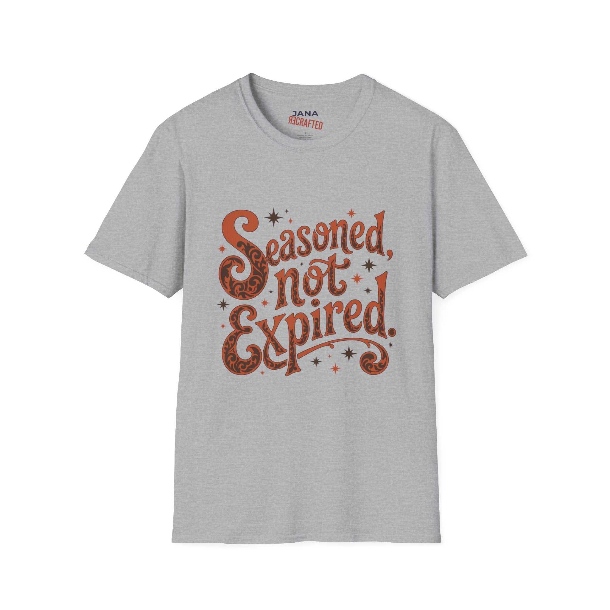Seasoned Not Expired T-Shirt — Vintage Spice Humor Tee - Jana Recrafted
