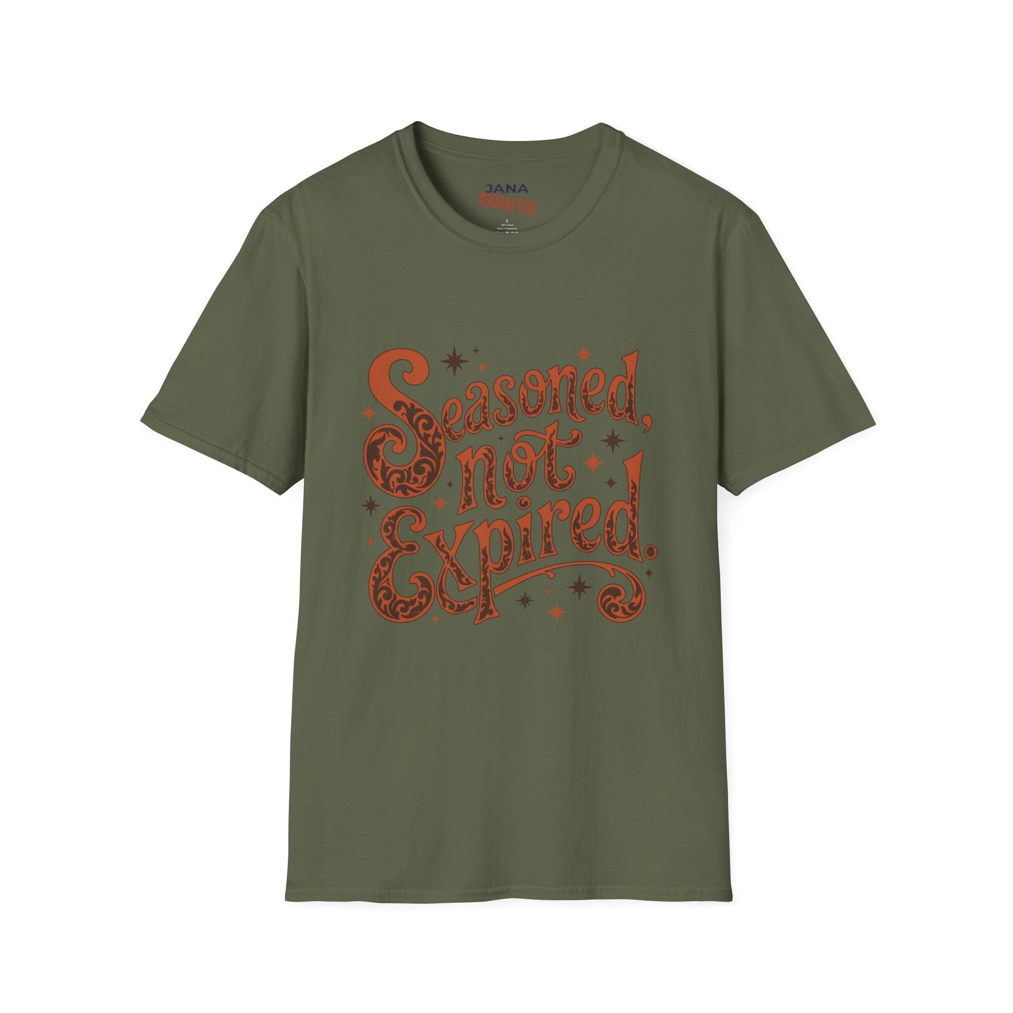 Seasoned Not Expired T-Shirt — Vintage Spice Humor Tee - Jana Recrafted