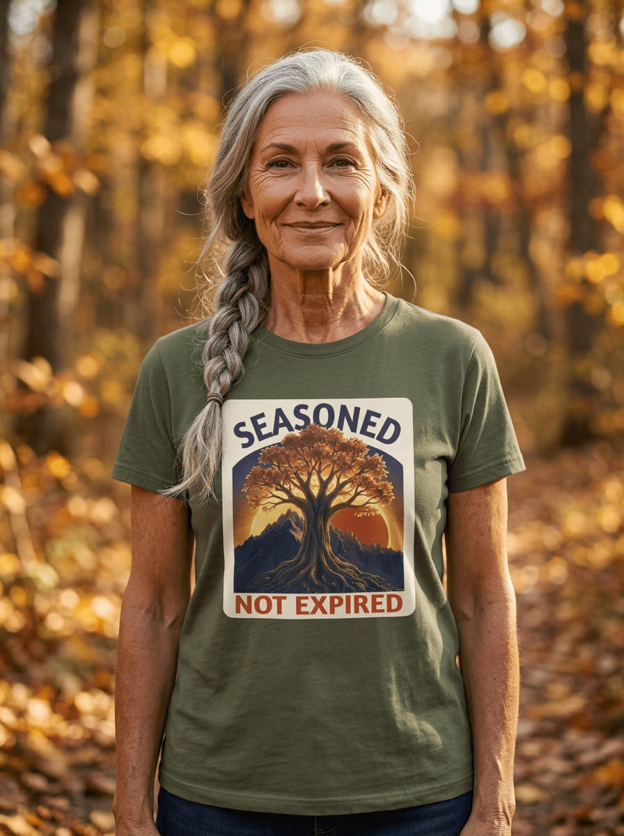 Seasoned Not Expired T-Shirt — Vintage Tree Retirement Pride Tee - Jana Recrafted