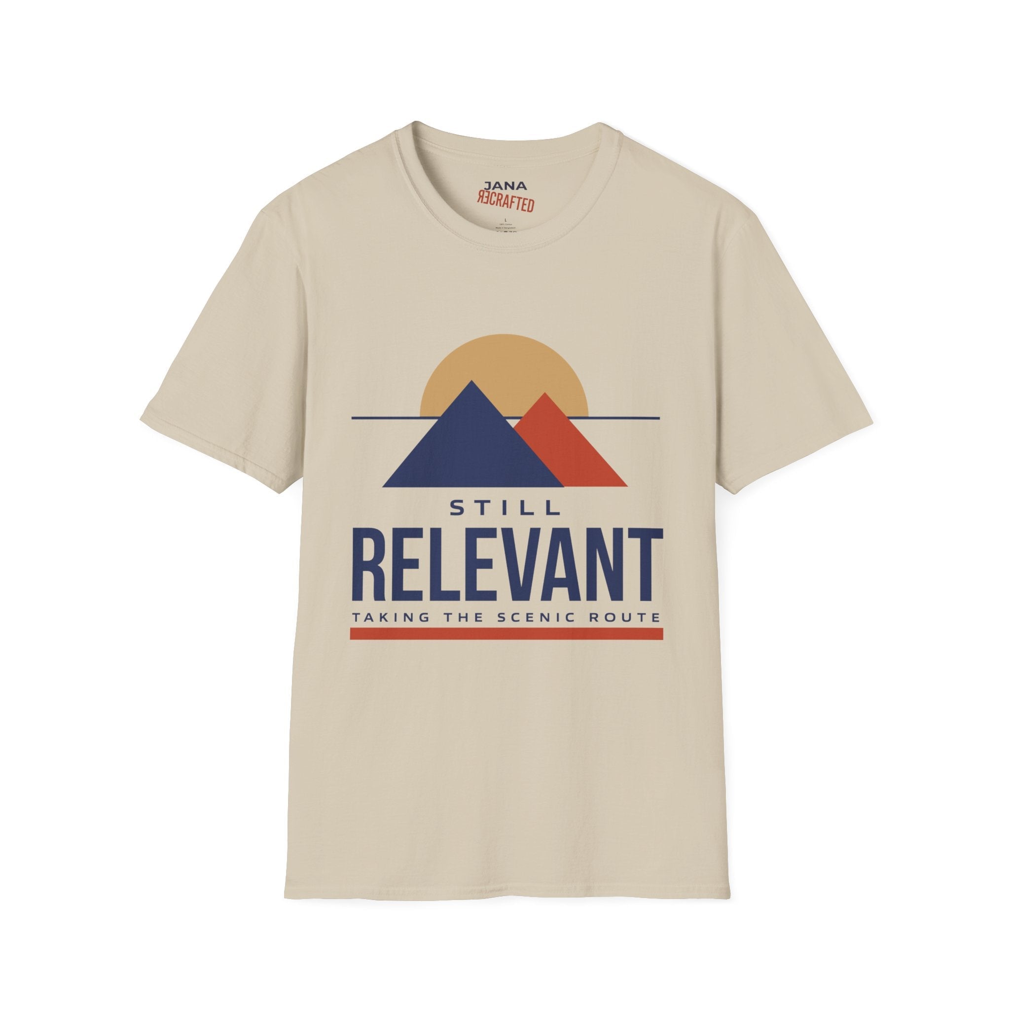 Still Relevant Mountain Graphic T-Shirt — Retro Sunset Adventure Tee - Jana Recrafted