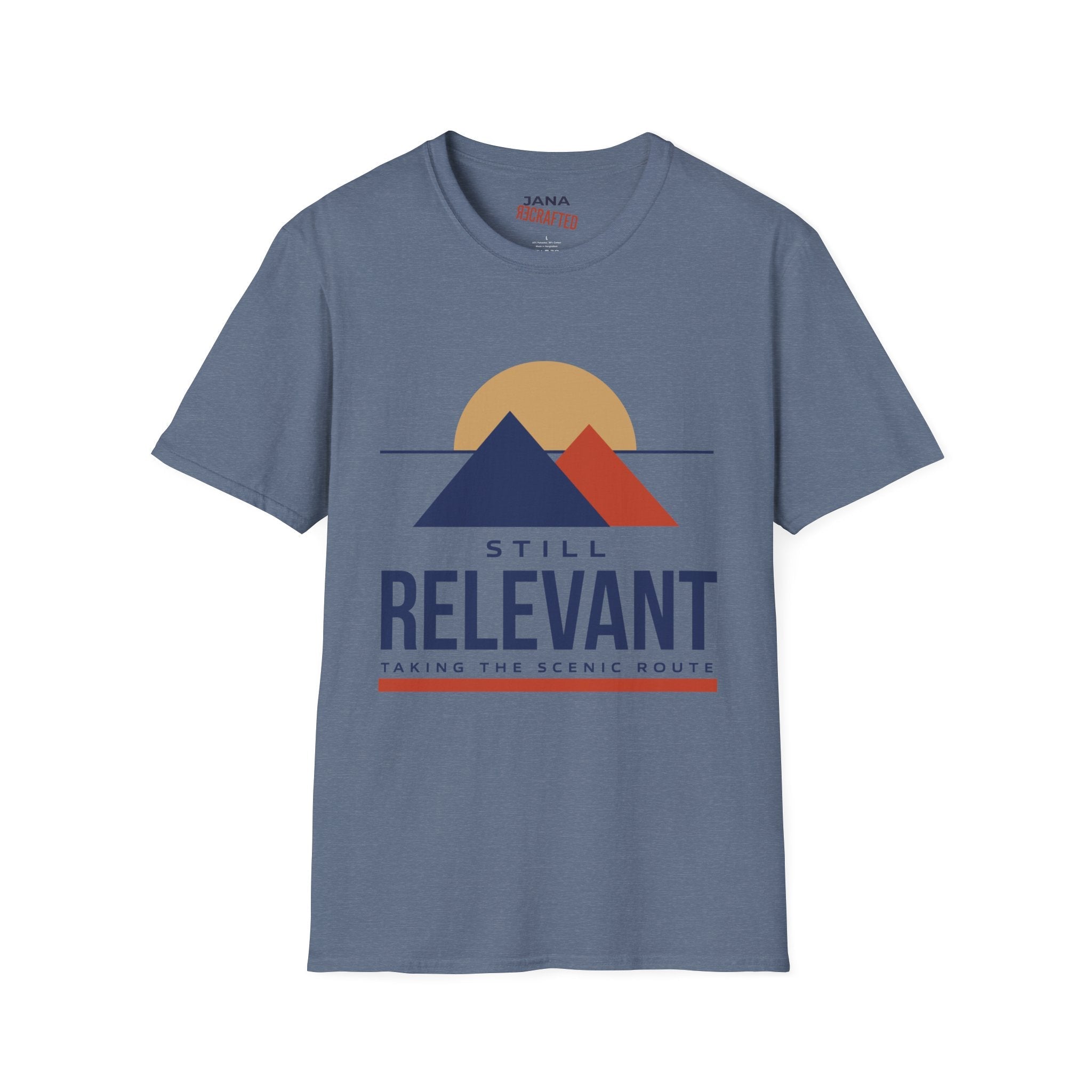 Still Relevant Mountain Graphic T-Shirt — Retro Sunset Adventure Tee - Jana Recrafted