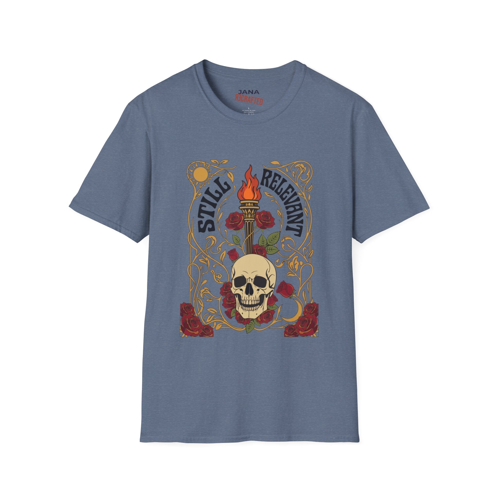 Style Relevant Skull, Roses & Torch Graphic T-Shirt - Jana Recrafted