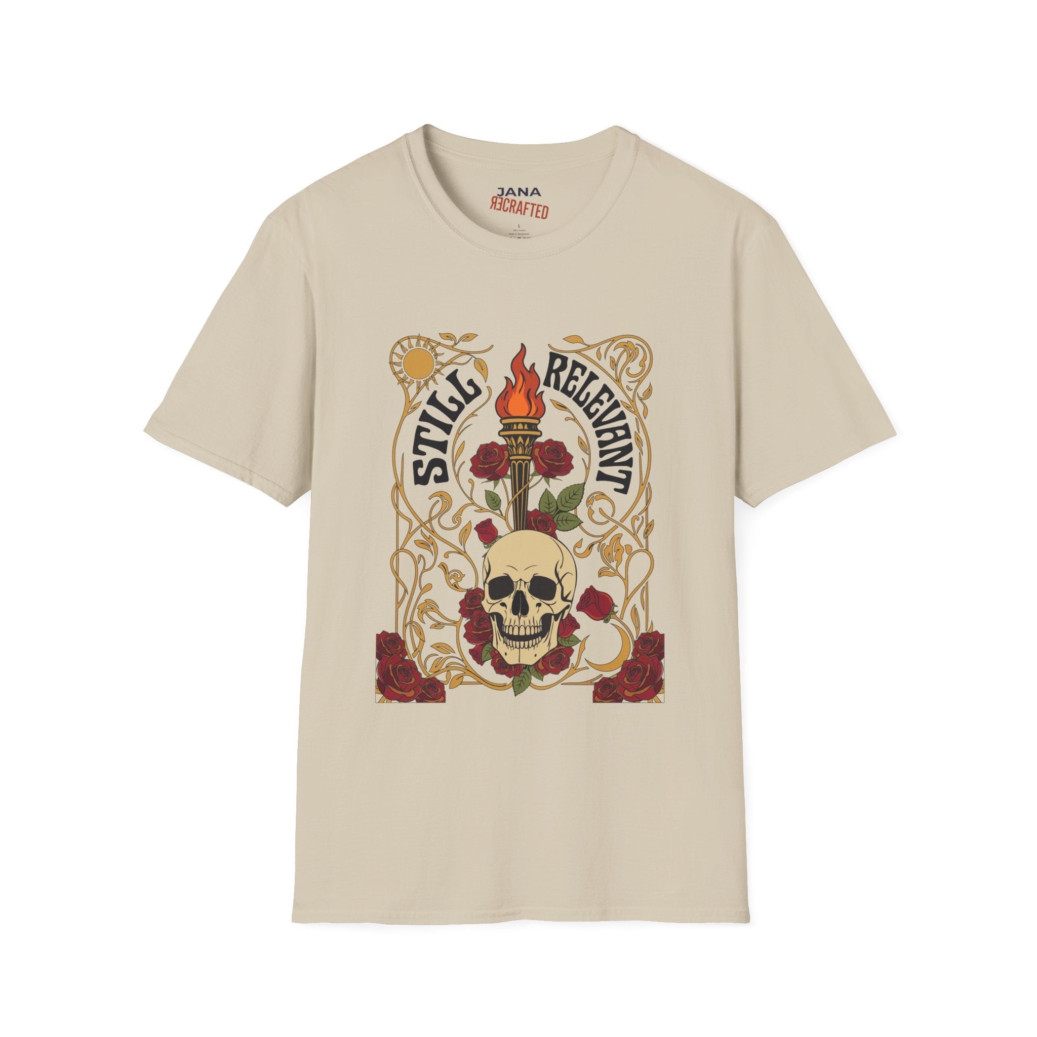 Style Relevant Skull, Roses & Torch Graphic T-Shirt - Jana Recrafted